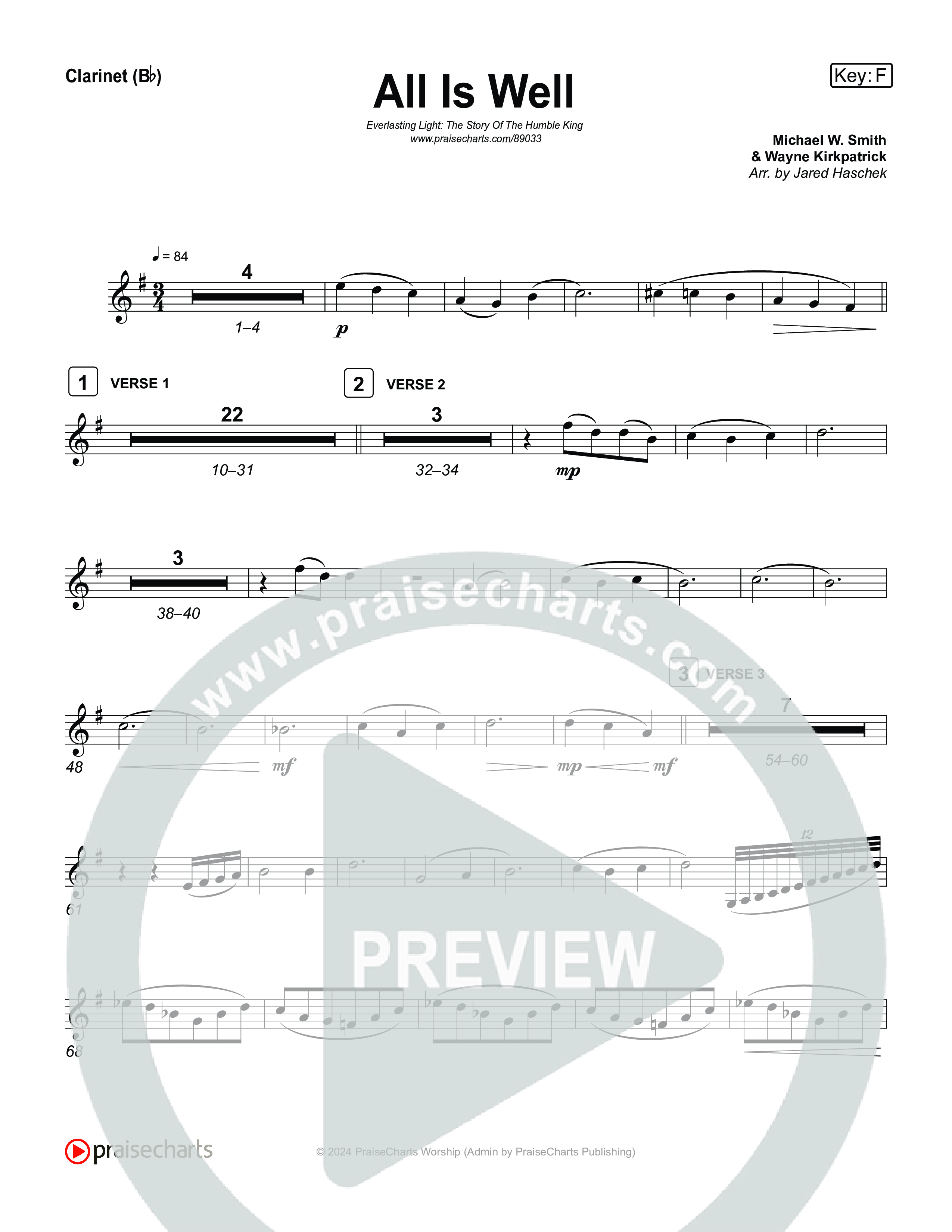 All Is Well Clarinet 1,2 (Museum Of The Bible / Arr. Jared Haschek)