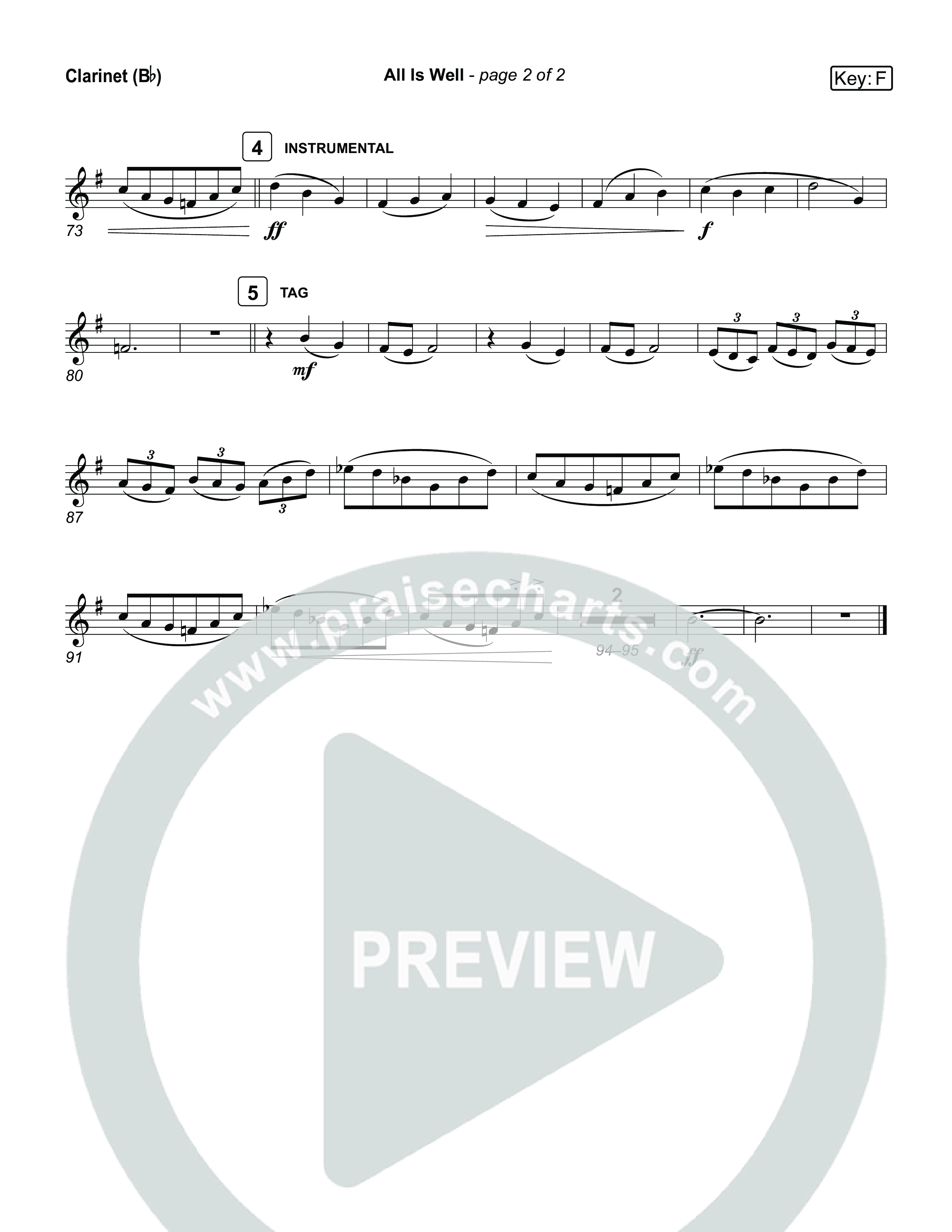 All Is Well Clarinet 1,2 (Museum Of The Bible / Arr. Jared Haschek)