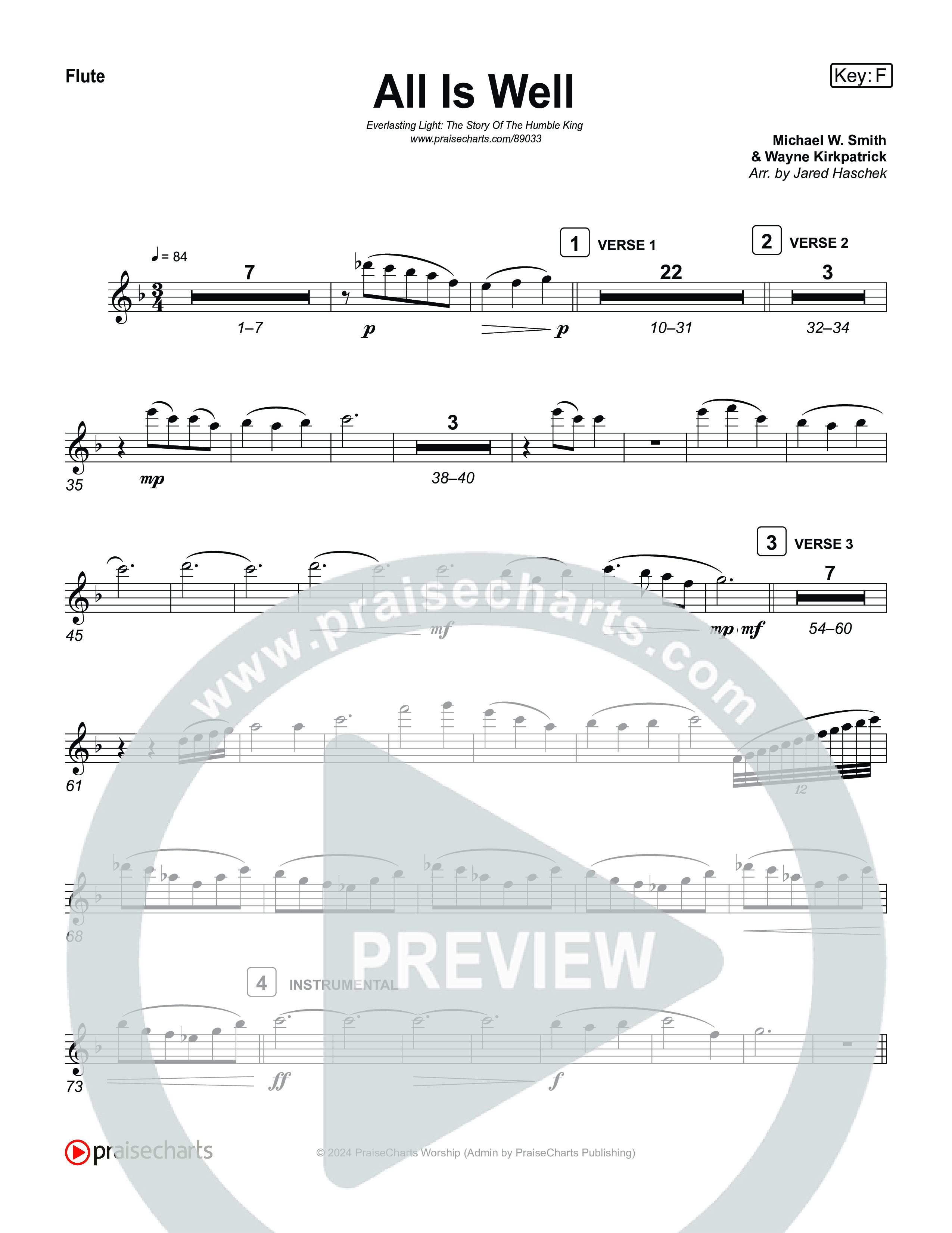 All Is Well Flute (Museum Of The Bible / Arr. Jared Haschek)