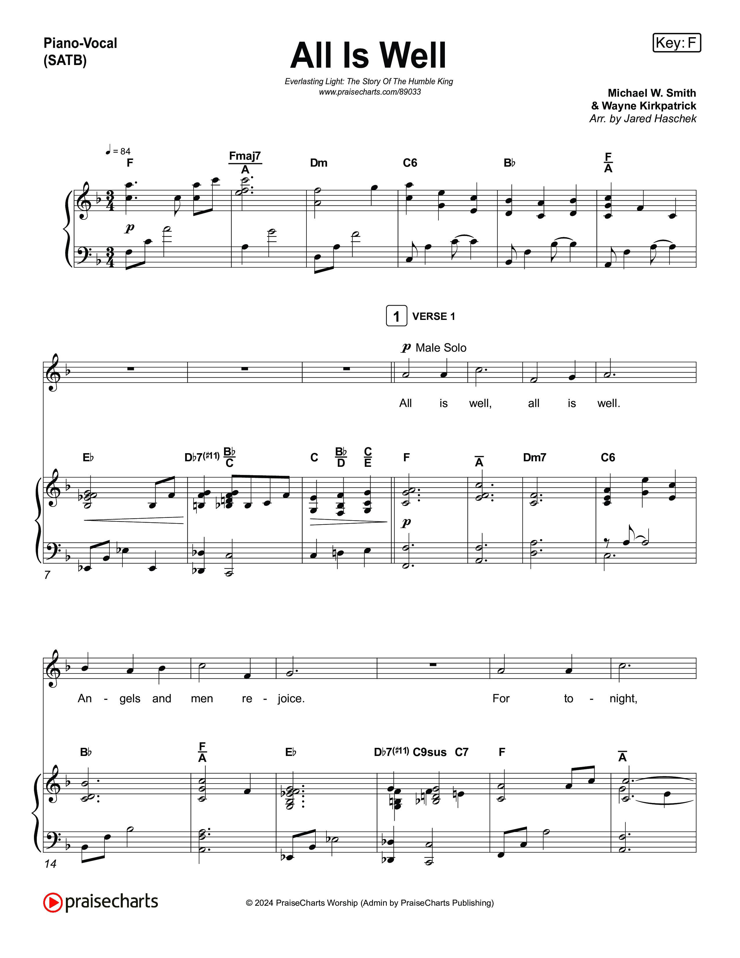 All Is Well Piano/Vocal Pack (Museum Of The Bible / Arr. Jared Haschek)