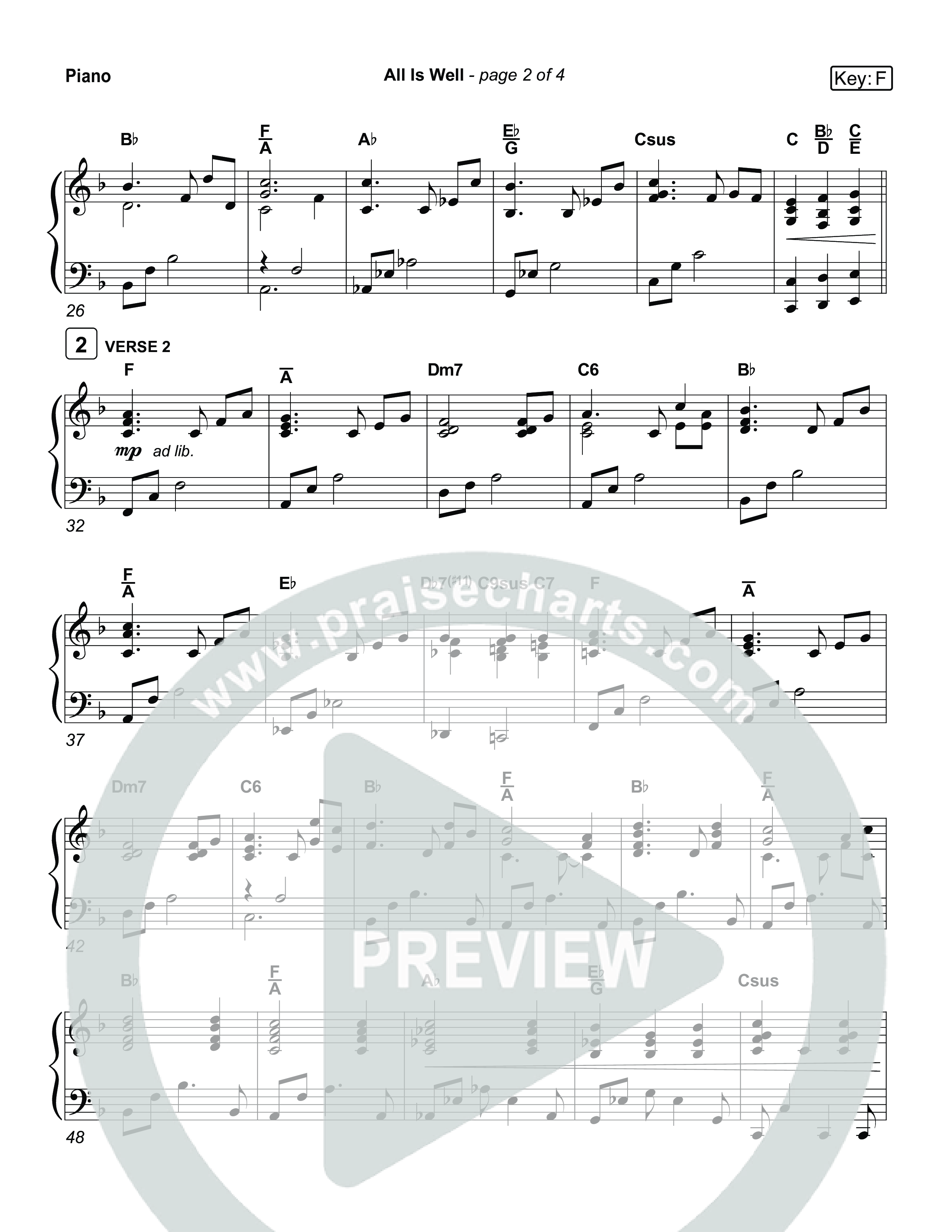 All Is Well Piano Sheet (Museum Of The Bible / Arr. Jared Haschek)