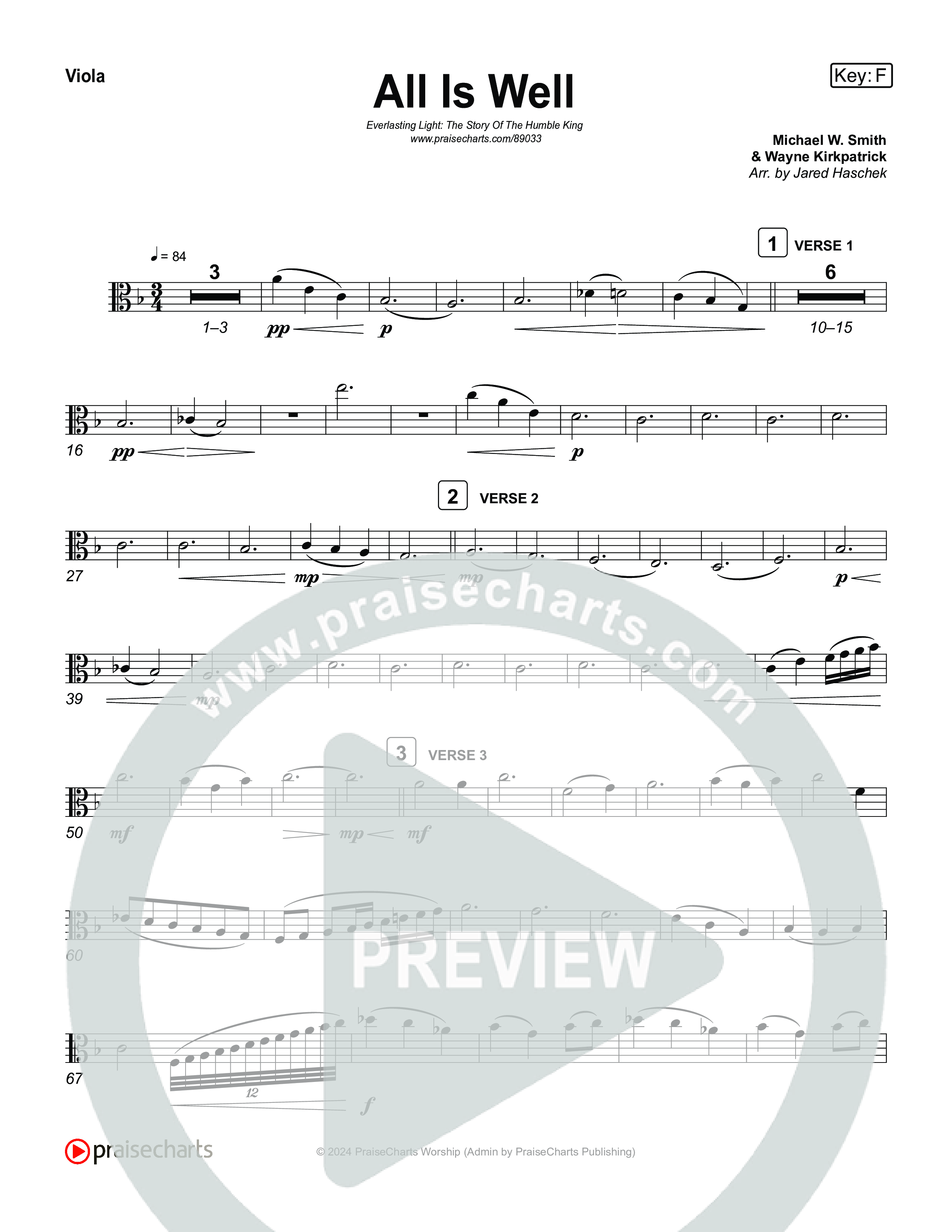 All Is Well Viola (Museum Of The Bible / Arr. Jared Haschek)