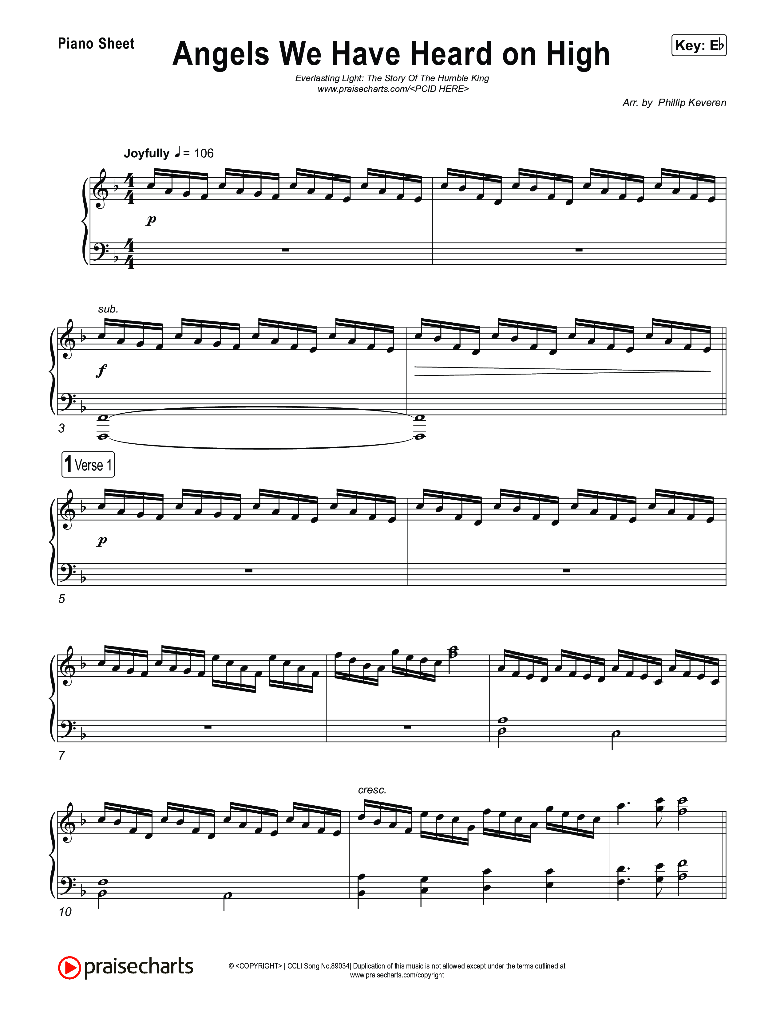 Angels We Have Heard On High Piano Sheet (Museum Of The Bible)