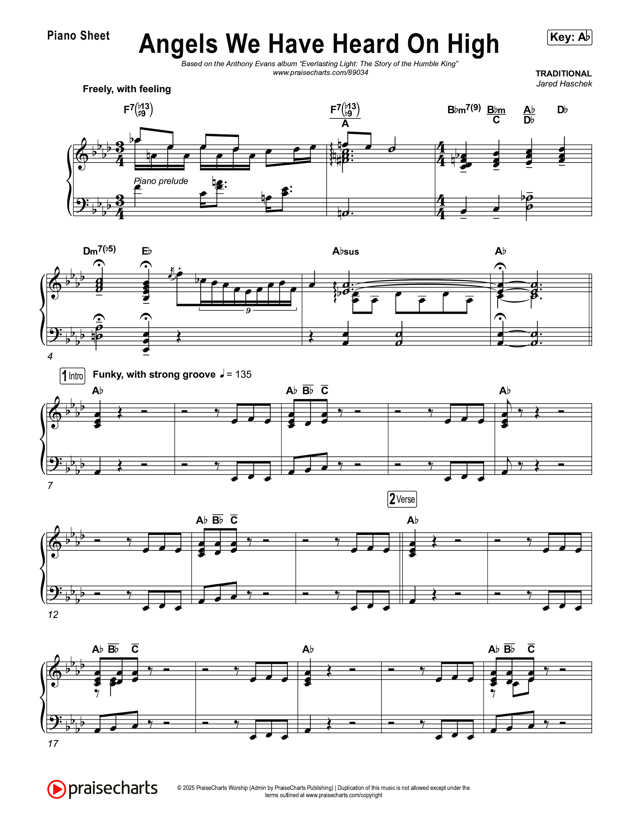 Angels We Have Heard On High Piano Sheet (Museum Of The Bible)