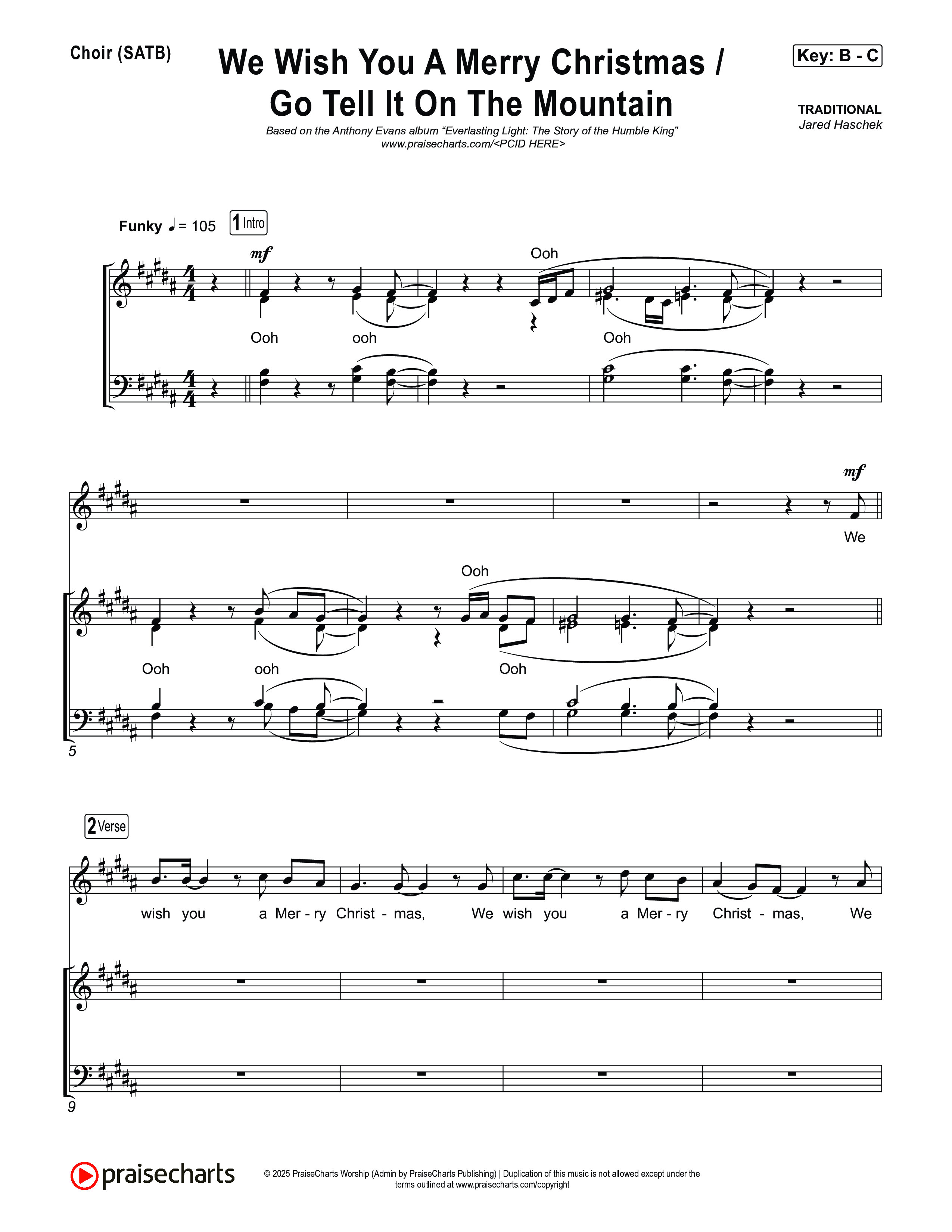 We Wish You A Merry Christmas/ Go Tell It On The Mountain Choir Sheet (SATB) (Museum Of The Bible / Arr. Jared Haschek)