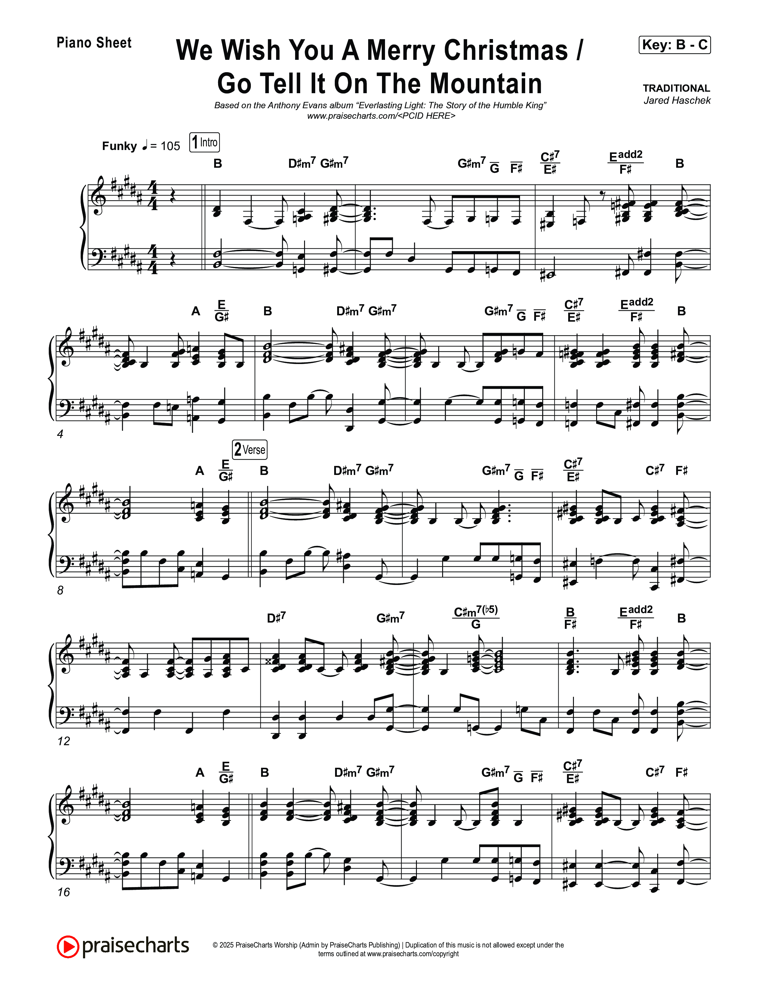 We Wish You A Merry Christmas/ Go Tell It On The Mountain Piano Sheet (Museum Of The Bible / Arr. Jared Haschek)