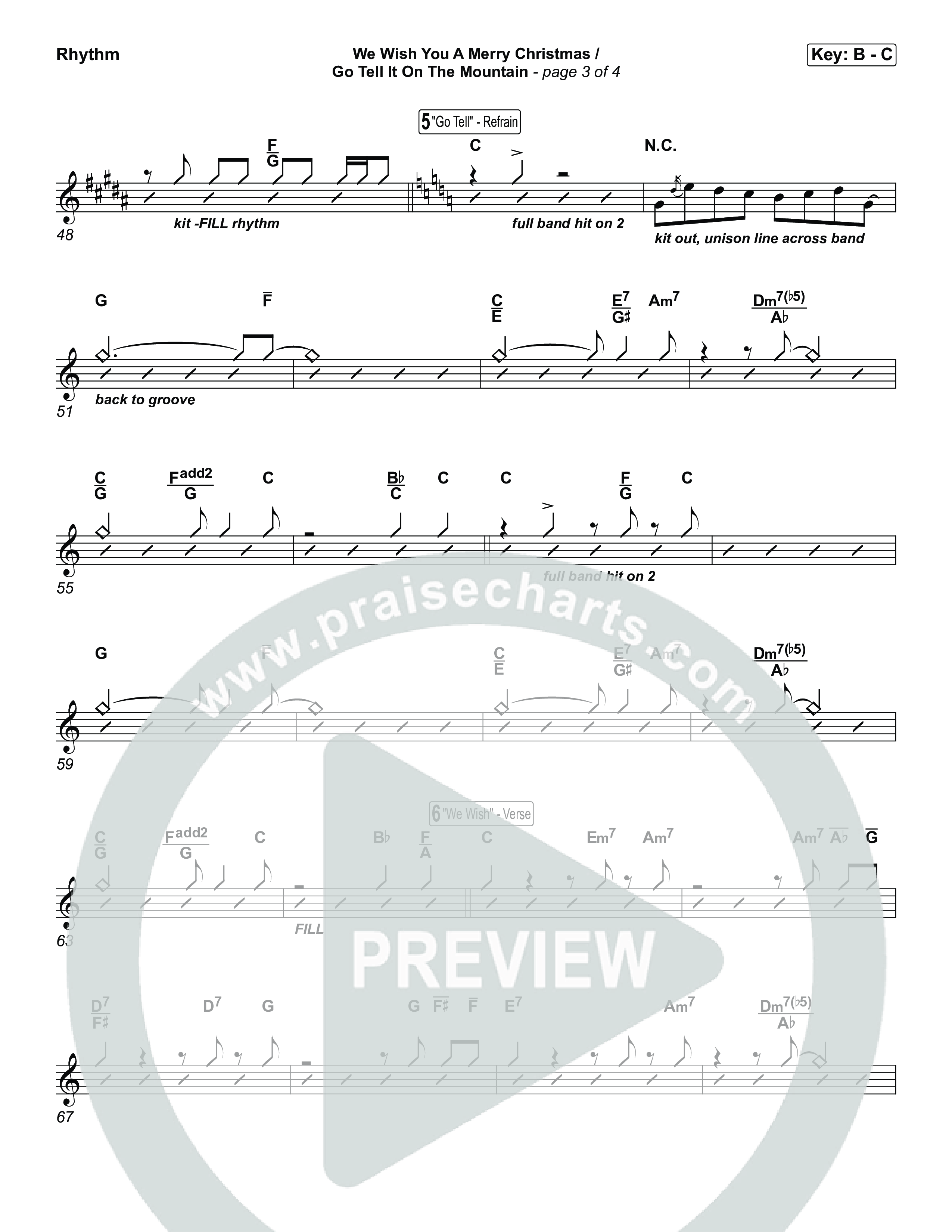 We Wish You A Merry Christmas/ Go Tell It On The Mountain Rhythm Chart (Museum Of The Bible / Arr. Jared Haschek)