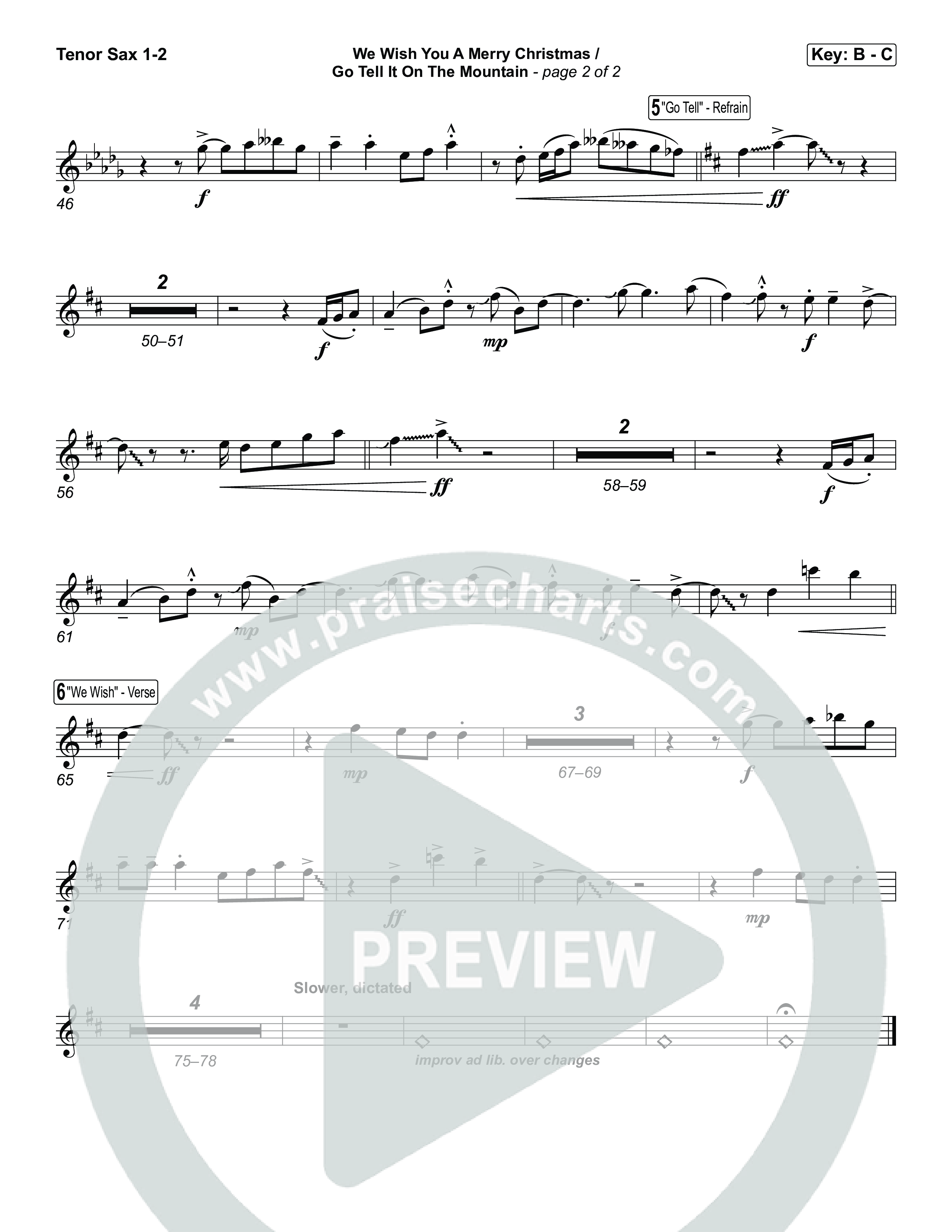 We Wish You A Merry Christmas/ Go Tell It On The Mountain Tenor Sax 1,2 (Museum Of The Bible / Arr. Jared Haschek)