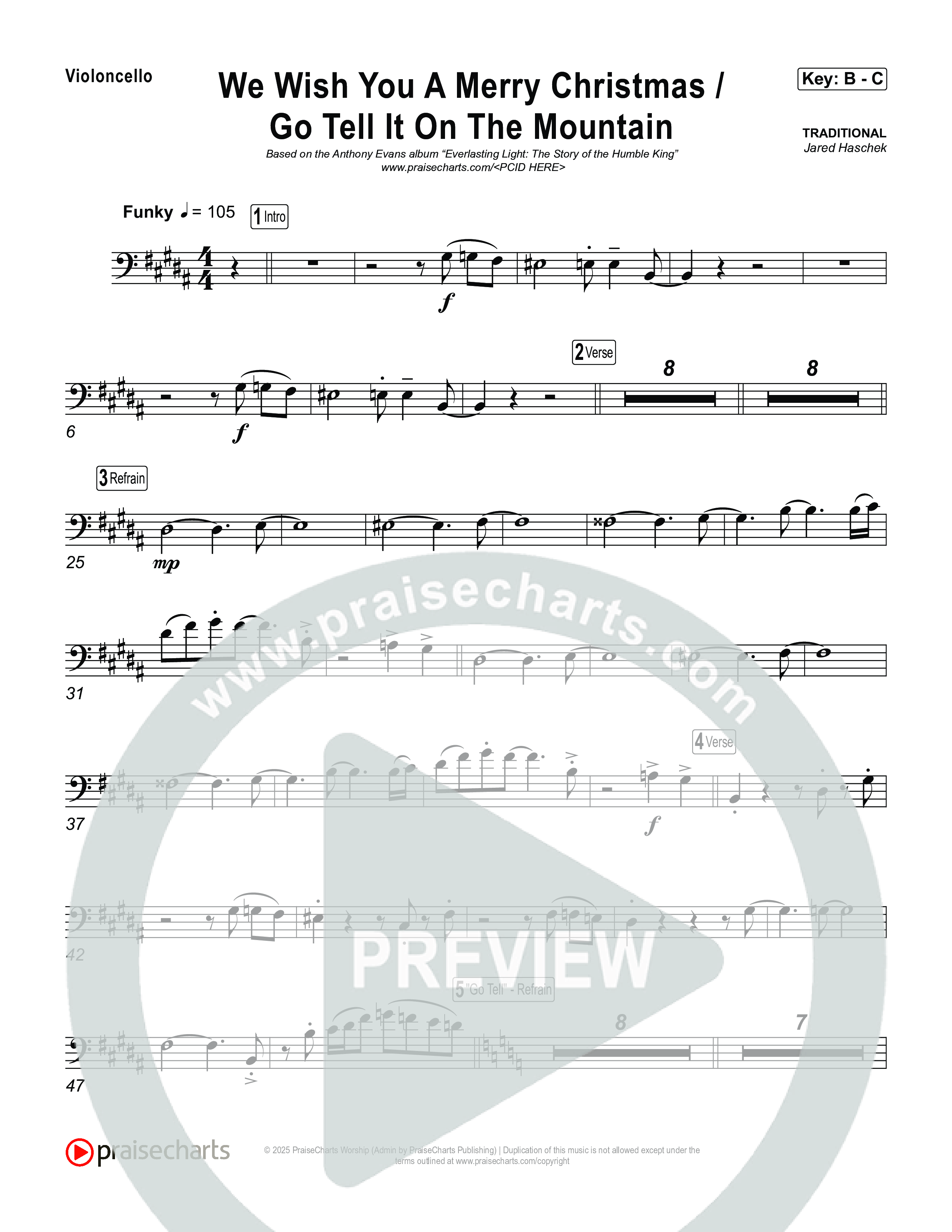 We Wish You A Merry Christmas/ Go Tell It On The Mountain Violincello (Museum Of The Bible / Arr. Jared Haschek)