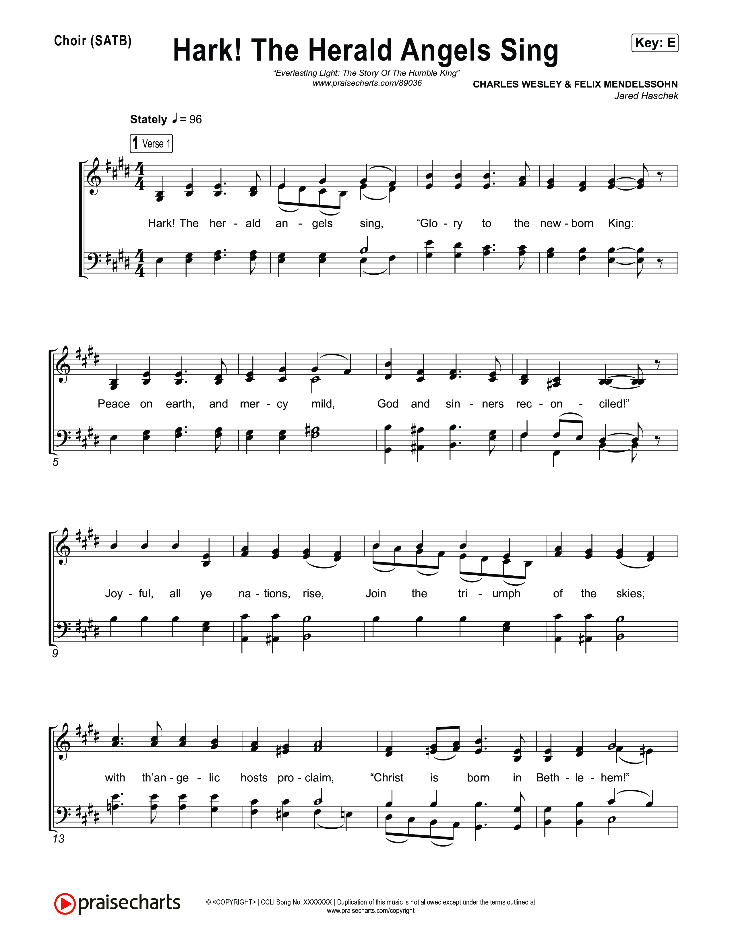 Hark The Herald Angels Sing Choir Sheet (SATB) (Museum Of The Bible / Arr. Jared Haschek)