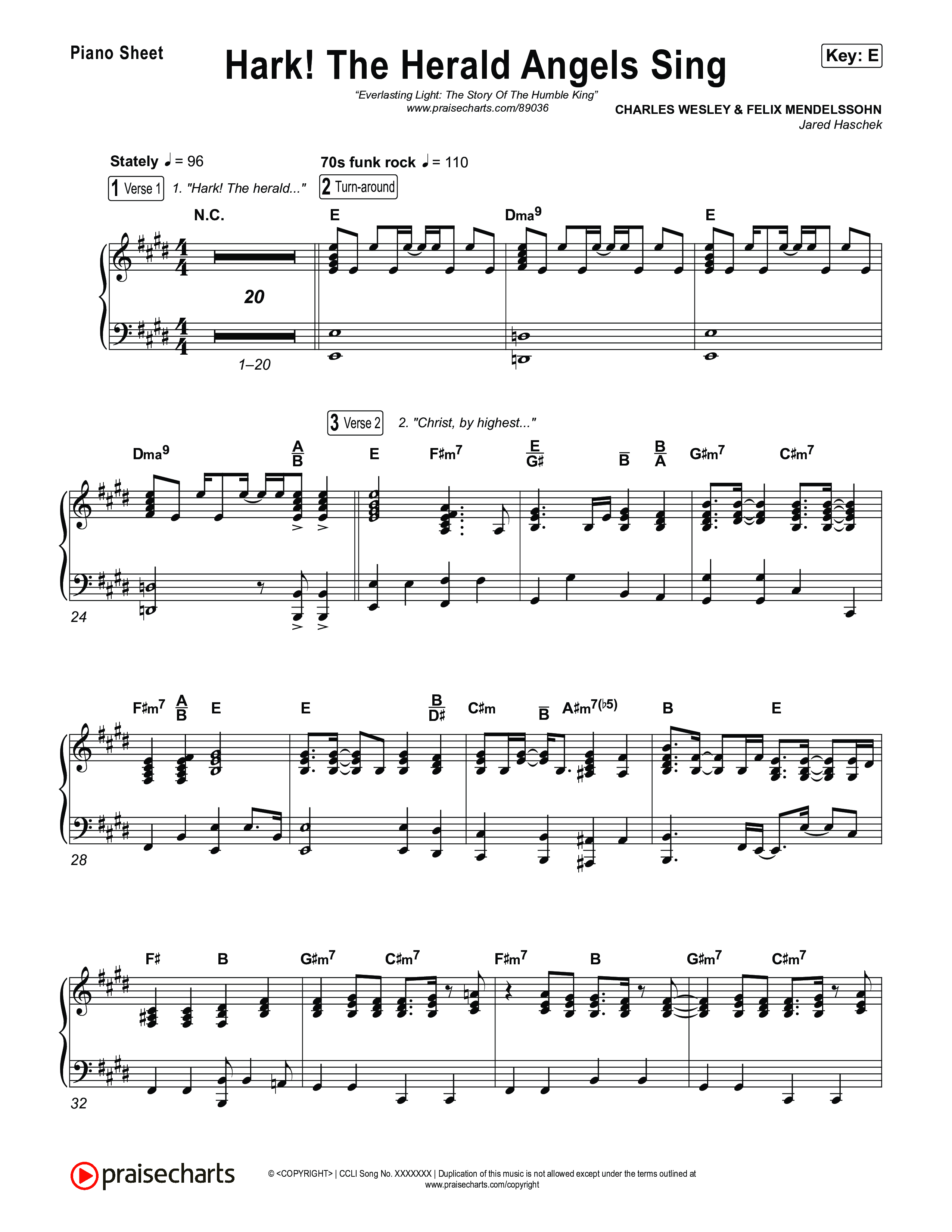 Hark The Herald Angels Sing Piano Sheet (Museum Of The Bible / Arr. Jared Haschek)