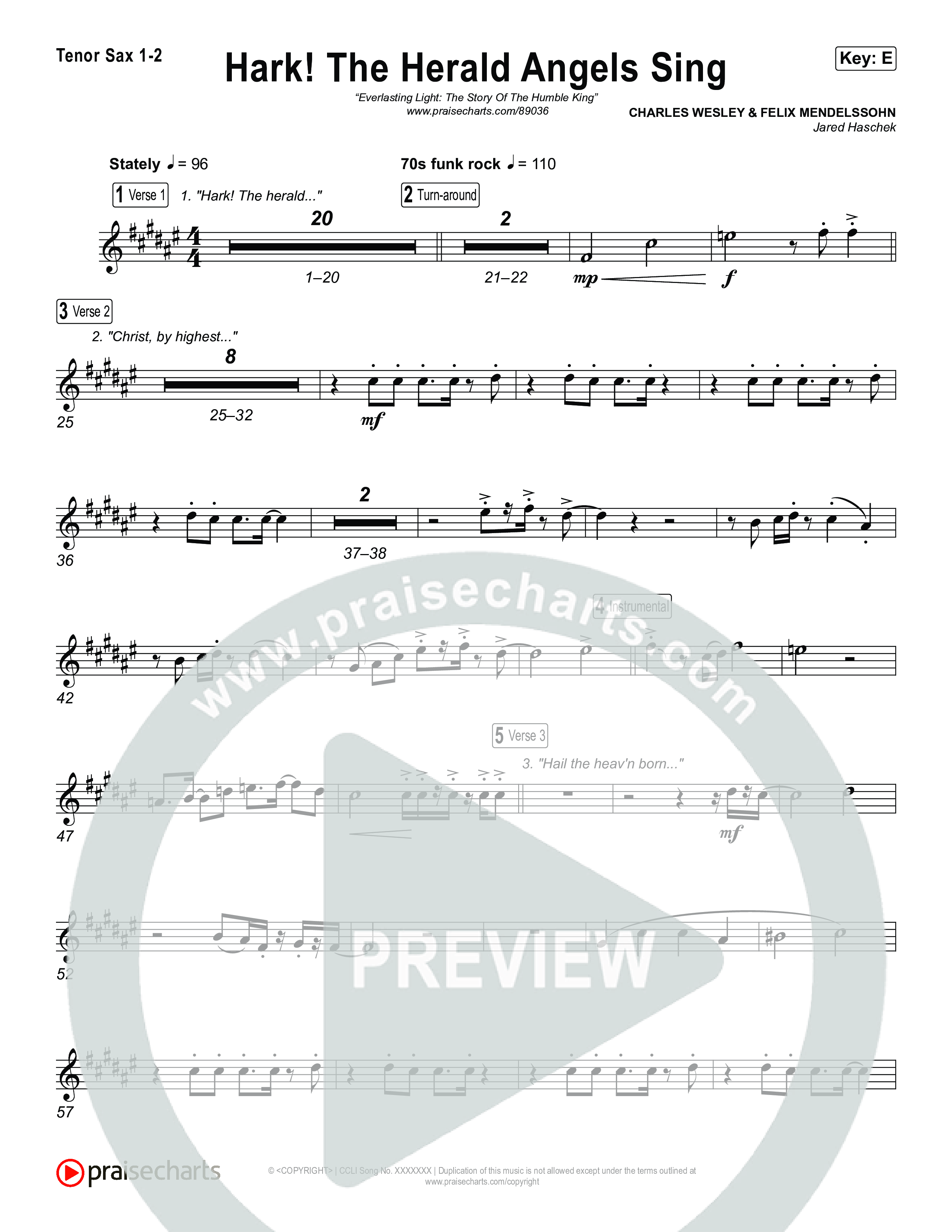 Hark The Herald Angels Sing Tenor Sax 1,2 (Museum Of The Bible / Arr. Jared Haschek)