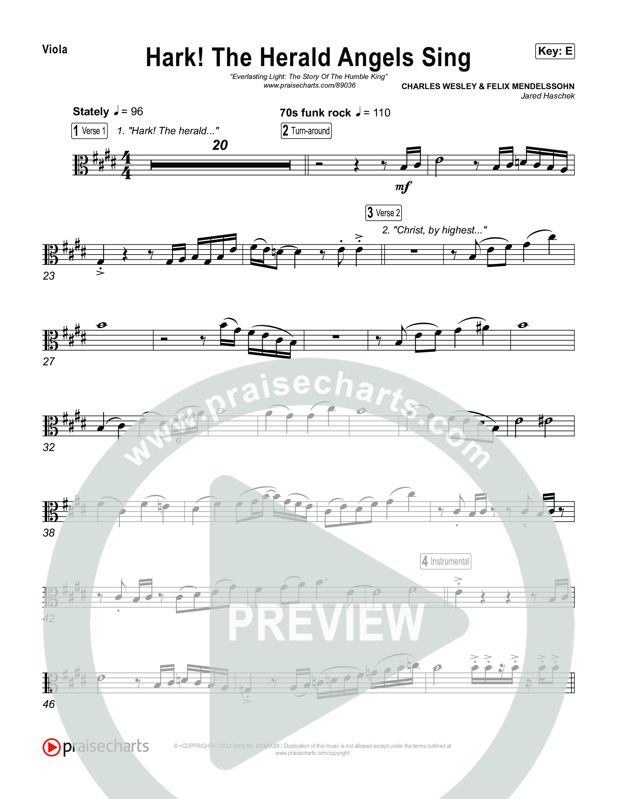 Hark The Herald Angels Sing Viola (Museum Of The Bible / Arr. Jared Haschek)