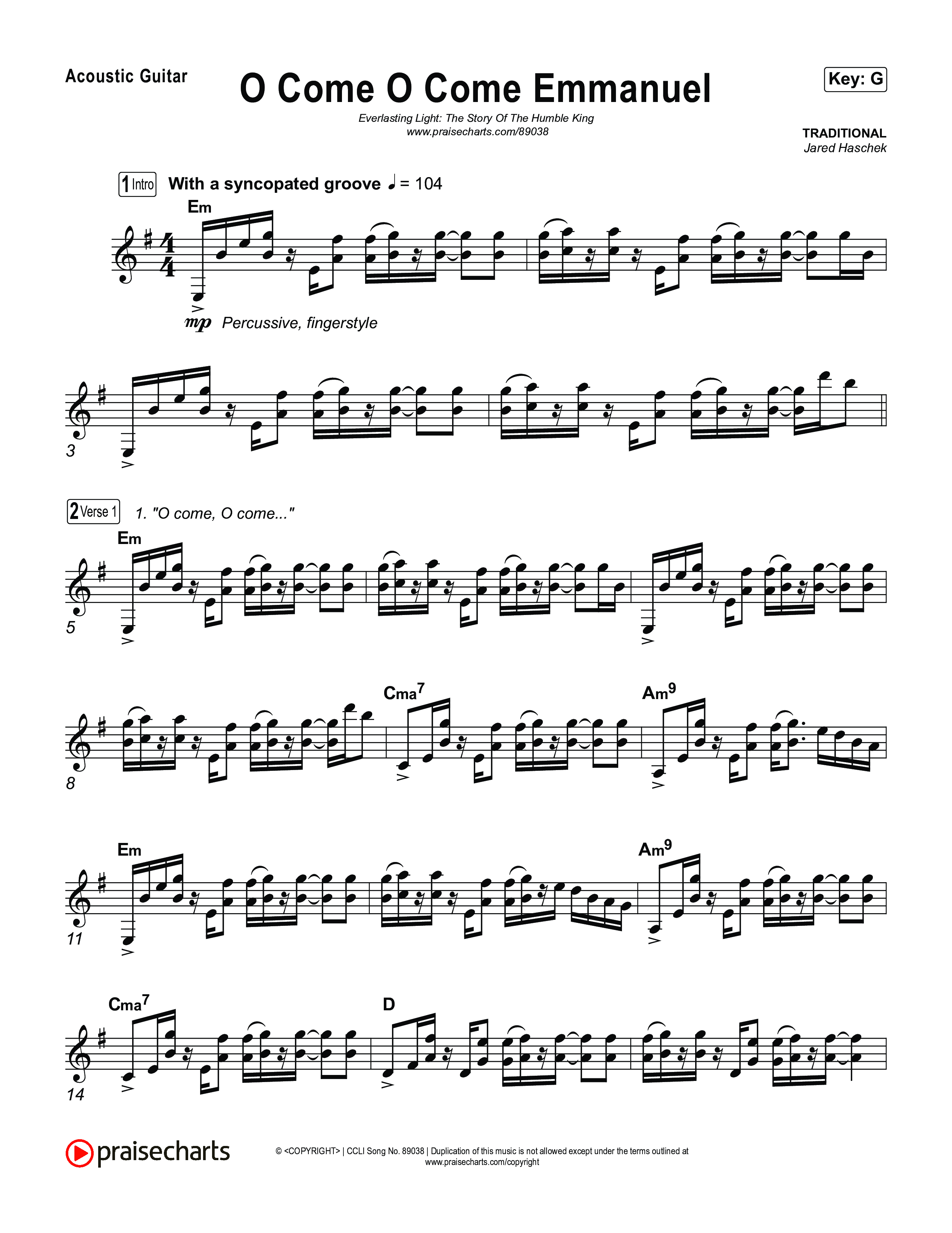 O Come O Come Emmanuel Acoustic Guitar (Museum Of The Bible / Arr. Jared Haschek)