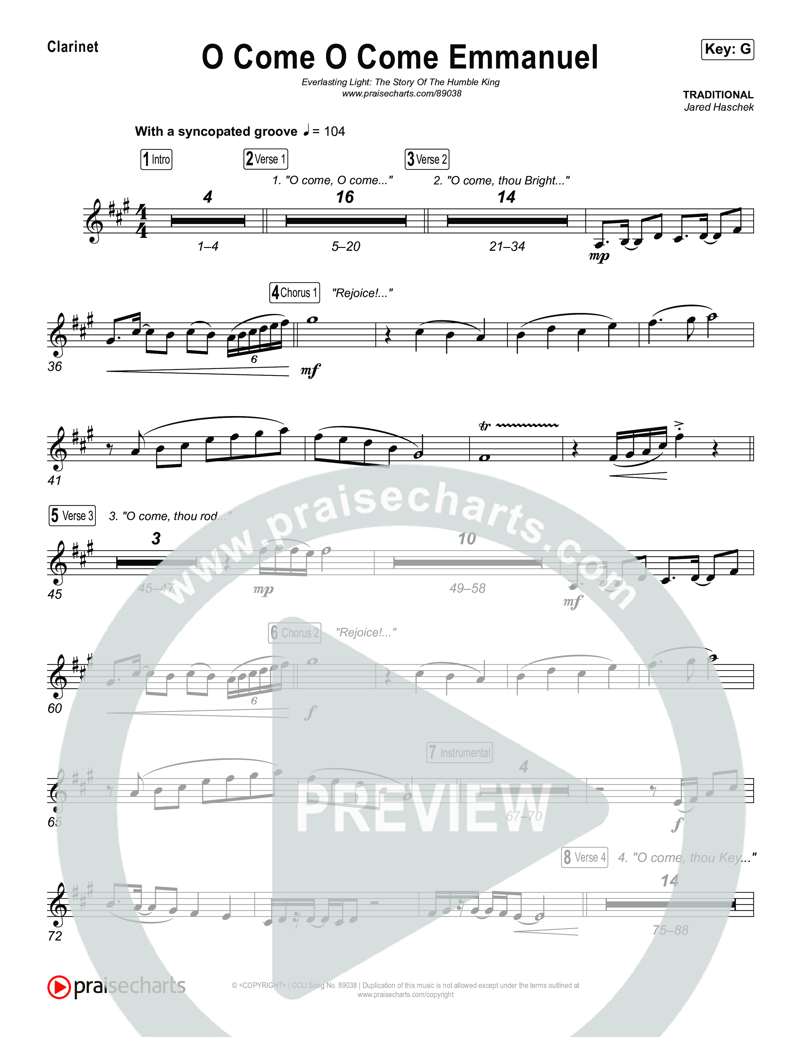 O Come O Come Emmanuel Clarinet 1,2 (Museum Of The Bible / Arr. Jared Haschek)