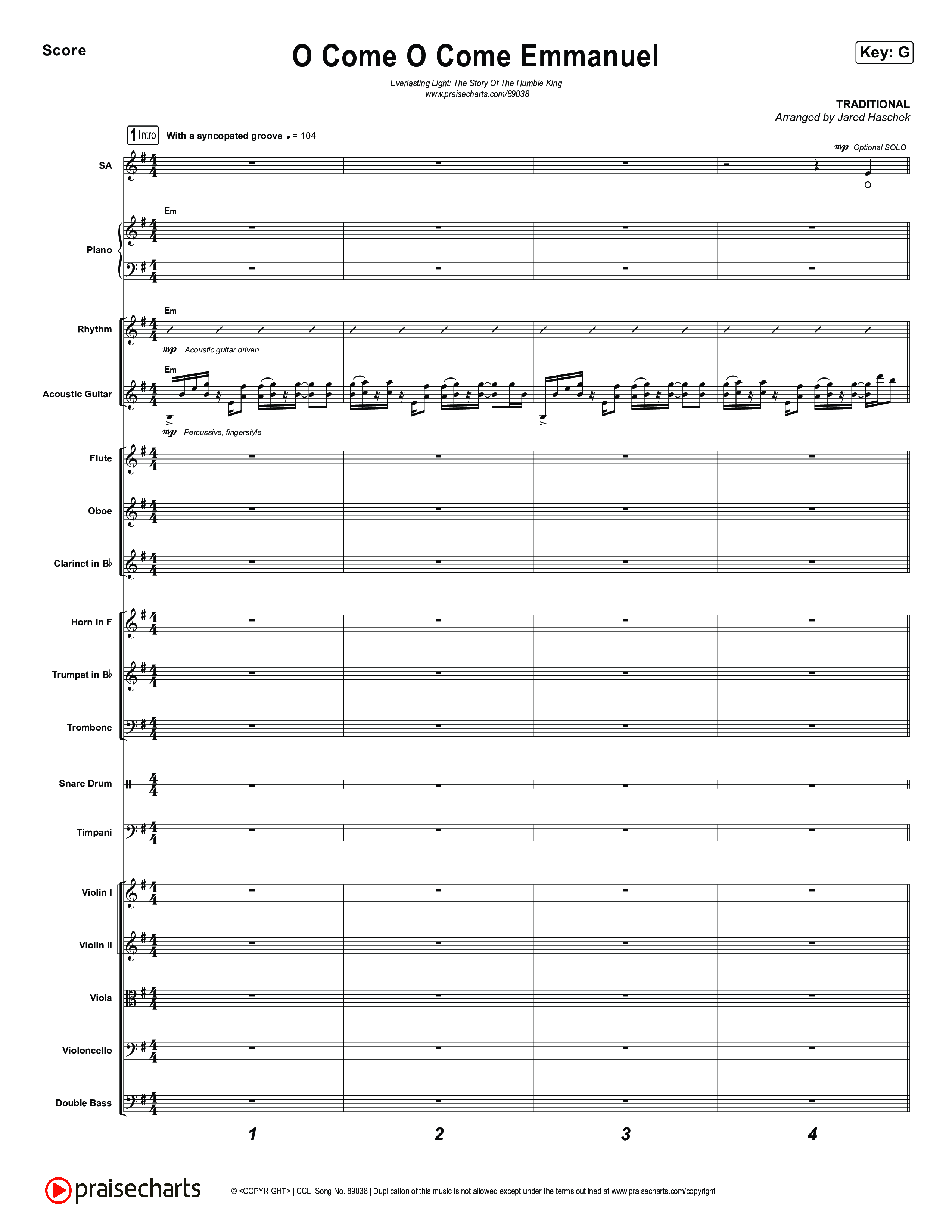 O Come O Come Emmanuel Orchestration (Museum Of The Bible / Arr. Jared Haschek)