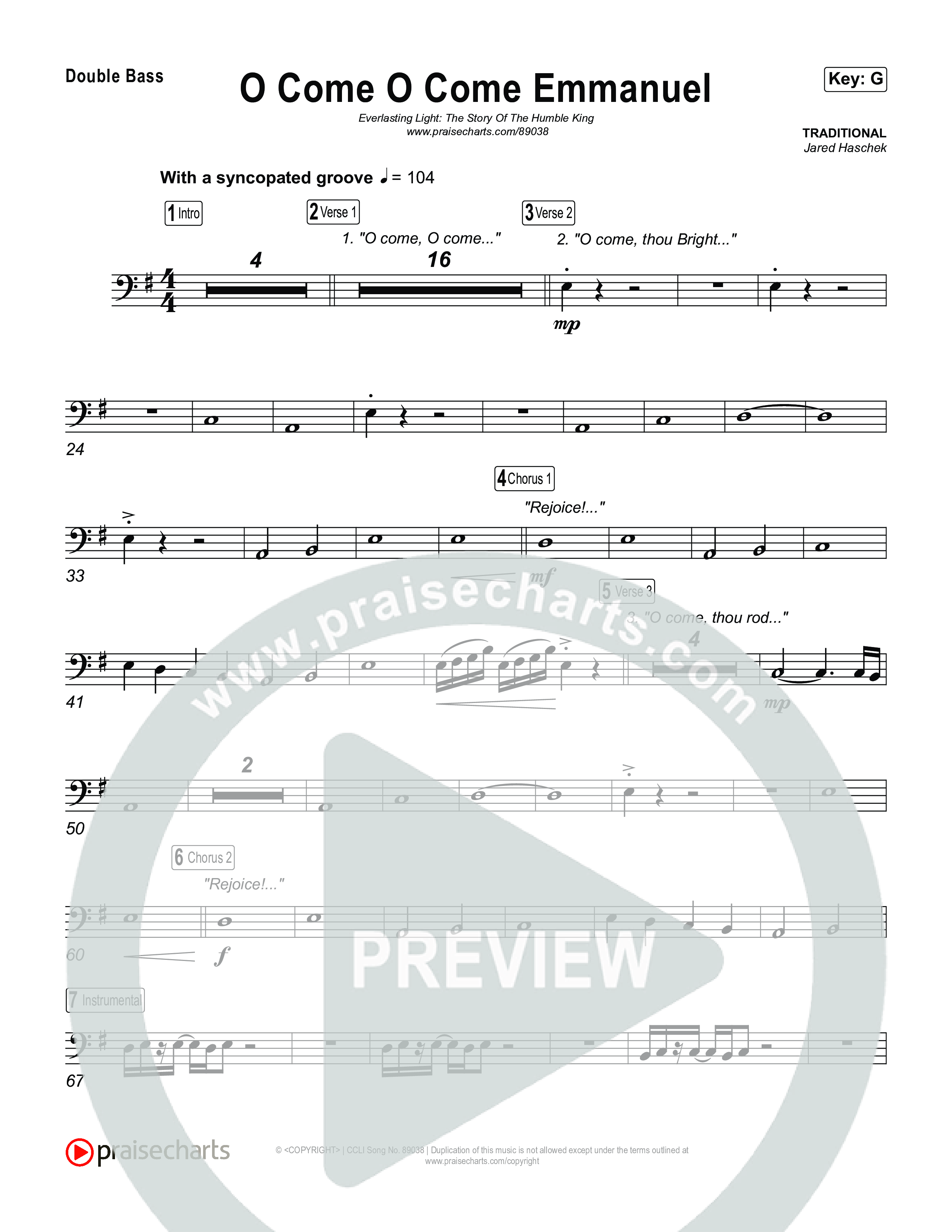 O Come O Come Emmanuel String Bass (Museum Of The Bible / Arr. Jared Haschek)