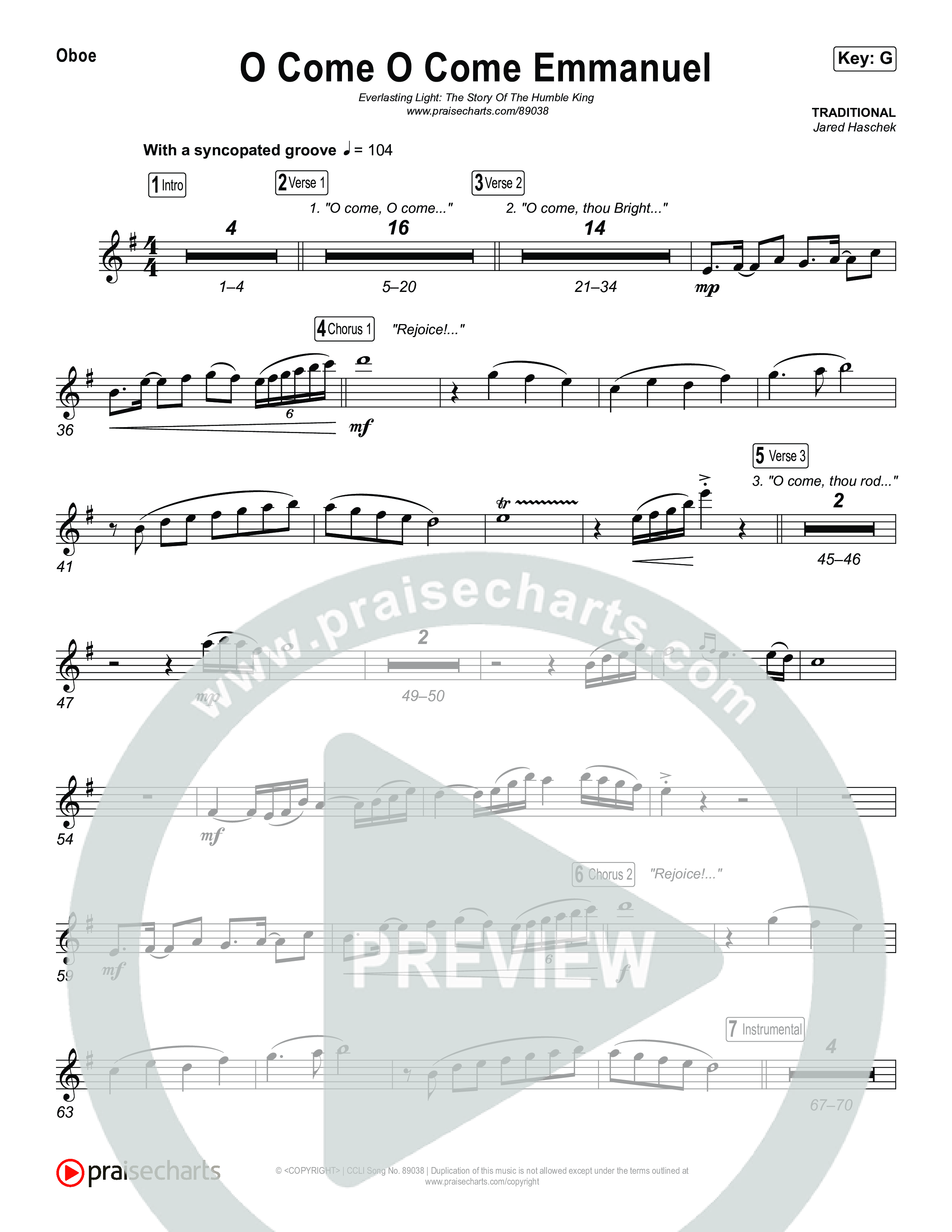 O Come O Come Emmanuel Oboe (Museum Of The Bible / Arr. Jared Haschek)