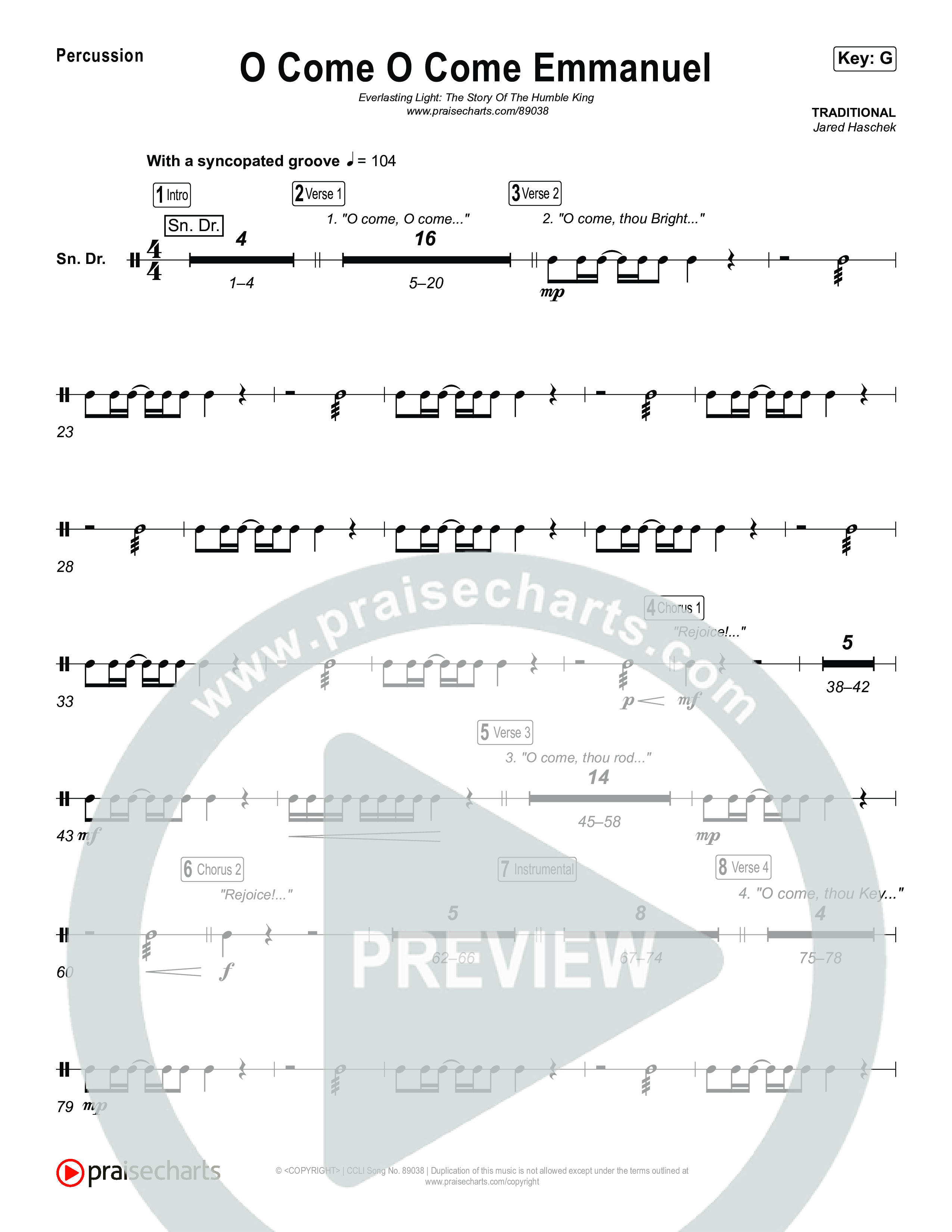 O Come O Come Emmanuel Percussion (Museum Of The Bible / Arr. Jared Haschek)