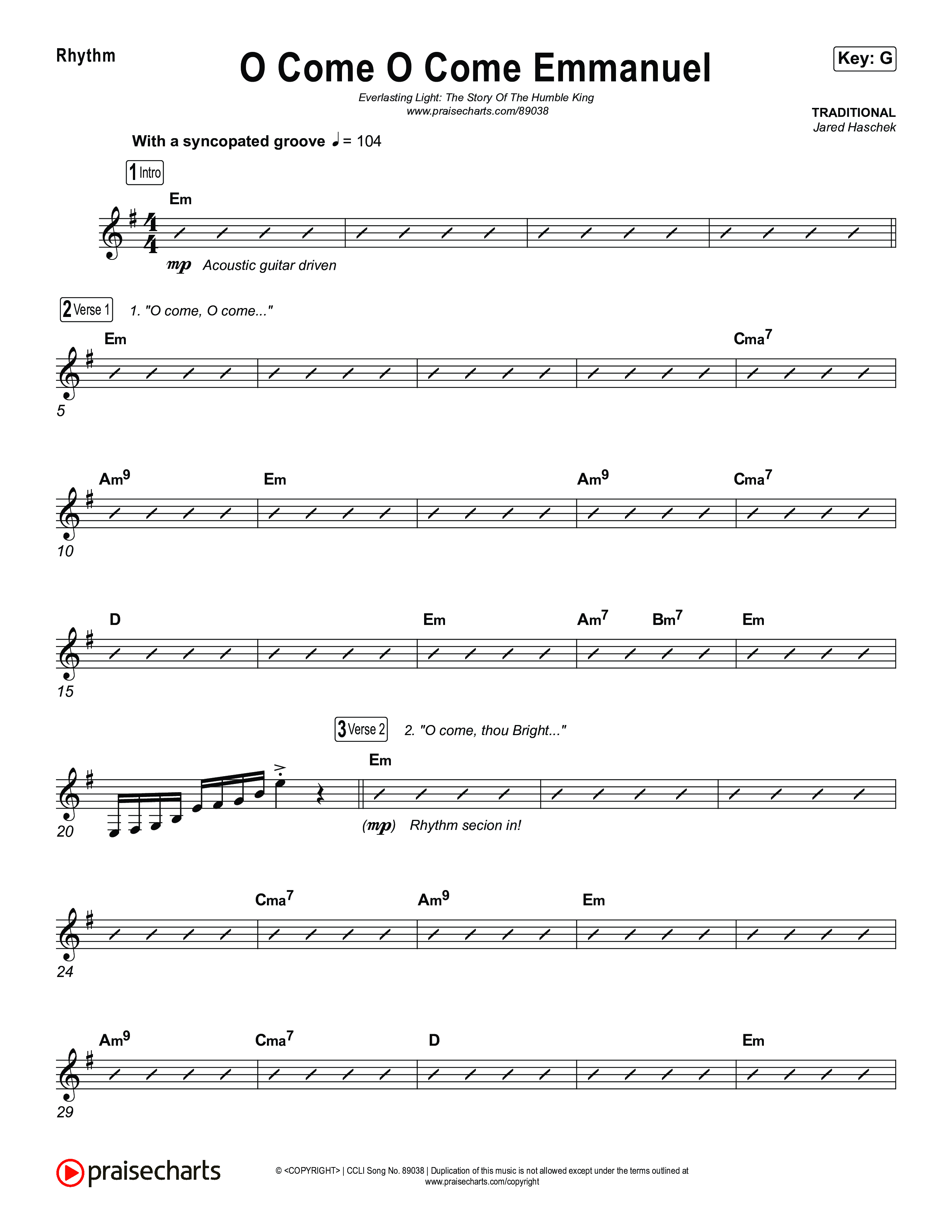 O Come O Come Emmanuel Rhythm Chart (Museum Of The Bible / Arr. Jared Haschek)