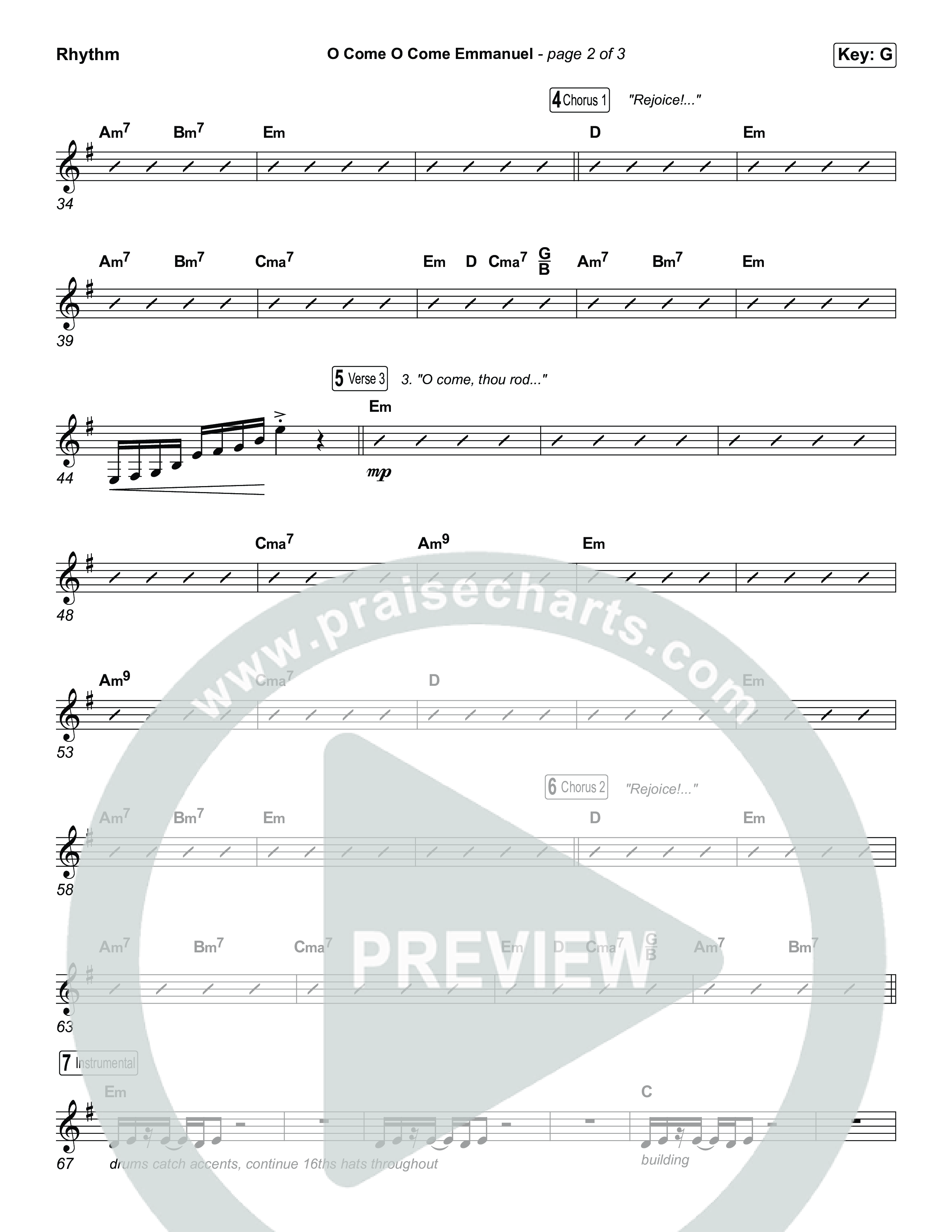 O Come O Come Emmanuel Rhythm Chart (Museum Of The Bible / Arr. Jared Haschek)