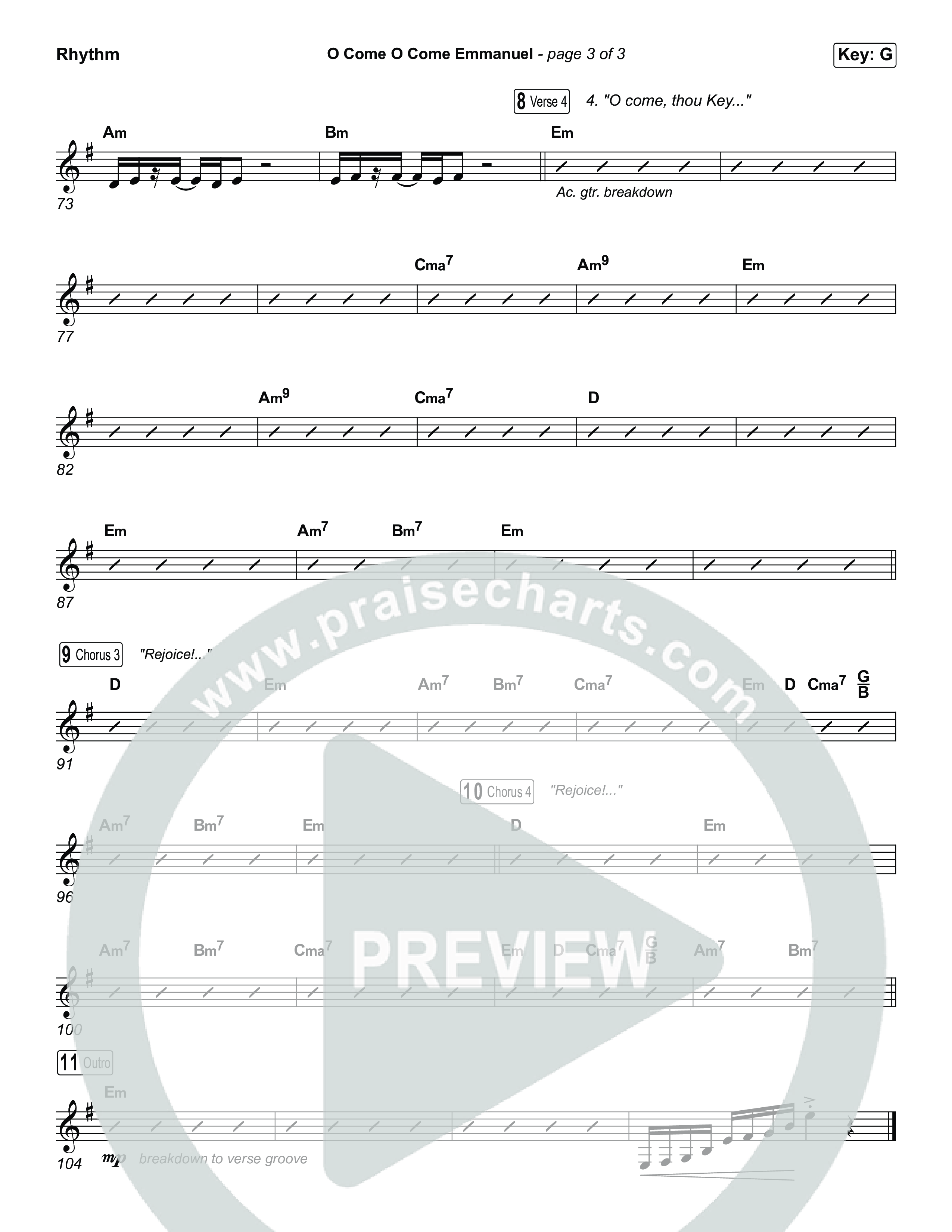 O Come O Come Emmanuel Rhythm Chart (Museum Of The Bible / Arr. Jared Haschek)