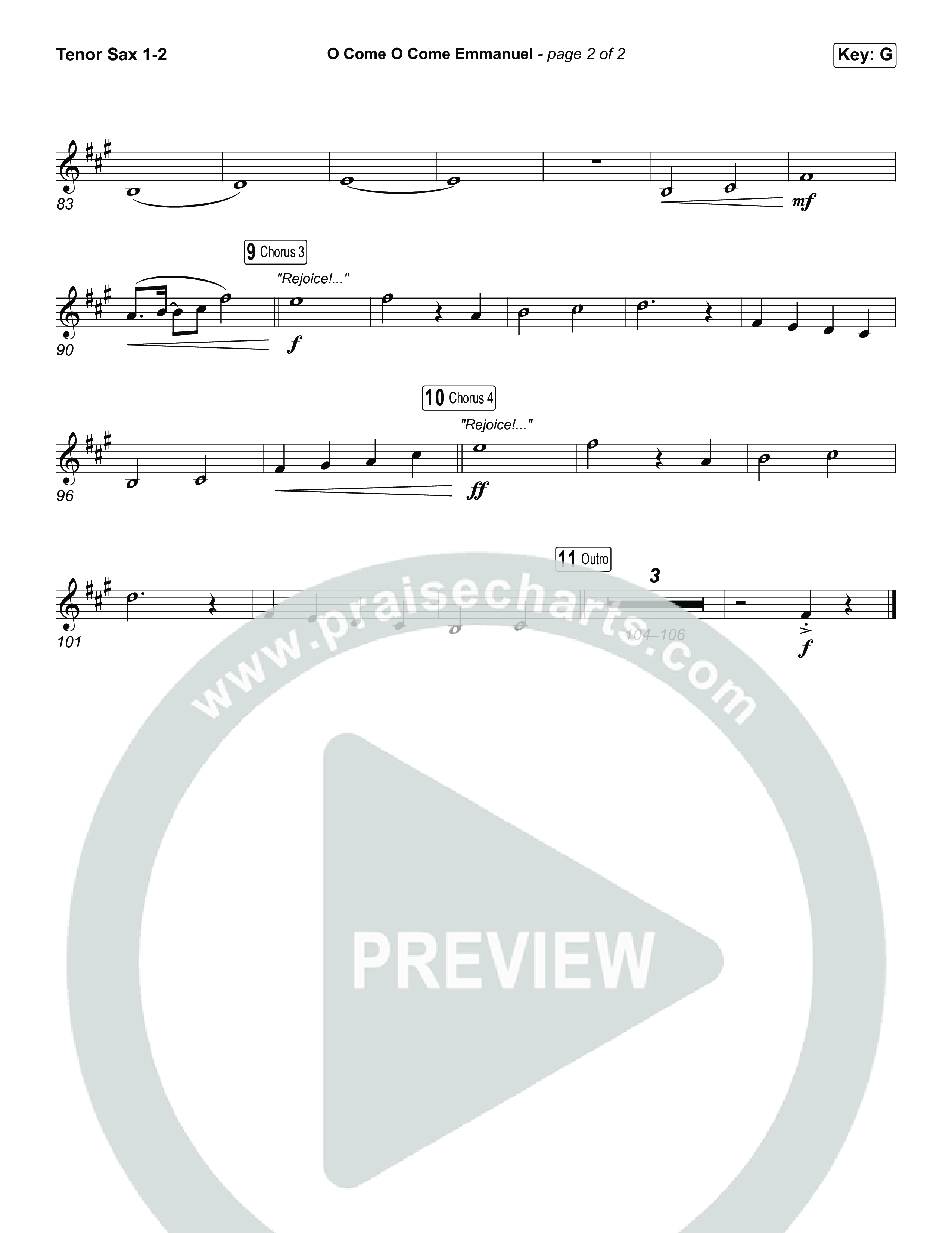 O Come O Come Emmanuel Tenor Sax 1,2 (Museum Of The Bible / Arr. Jared Haschek)