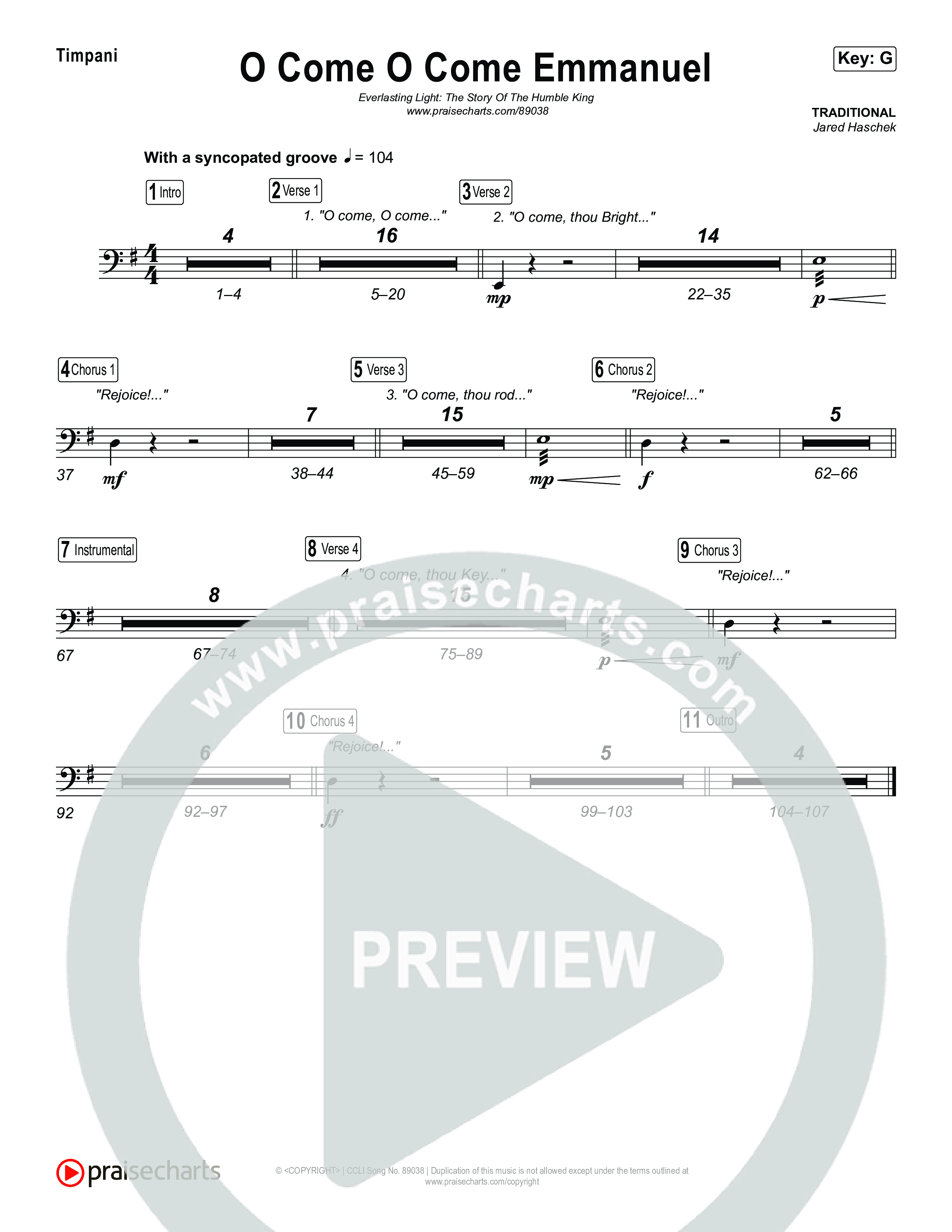 O Come O Come Emmanuel Timpani (Museum Of The Bible / Arr. Jared Haschek)
