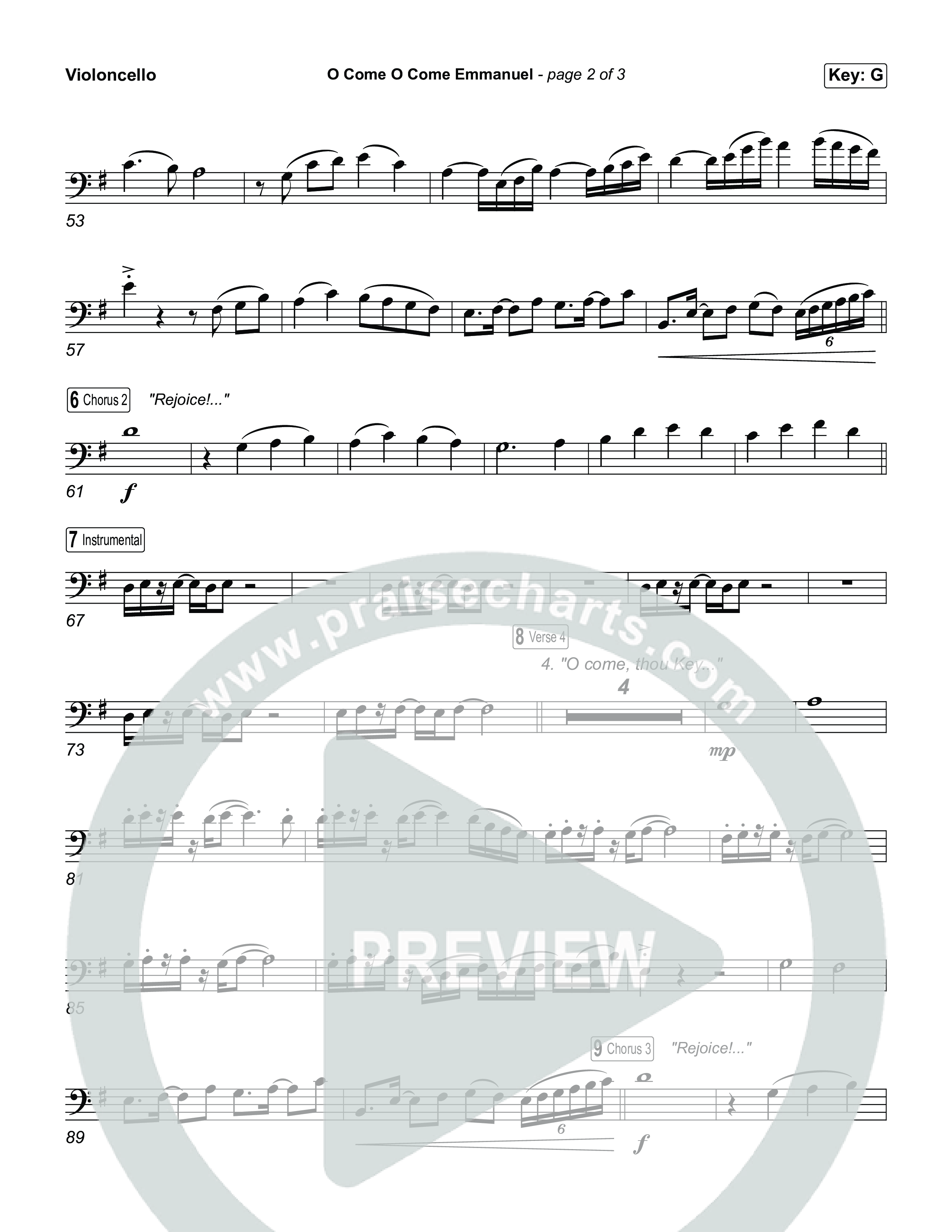 O Come O Come Emmanuel Violincello (Museum Of The Bible / Arr. Jared Haschek)