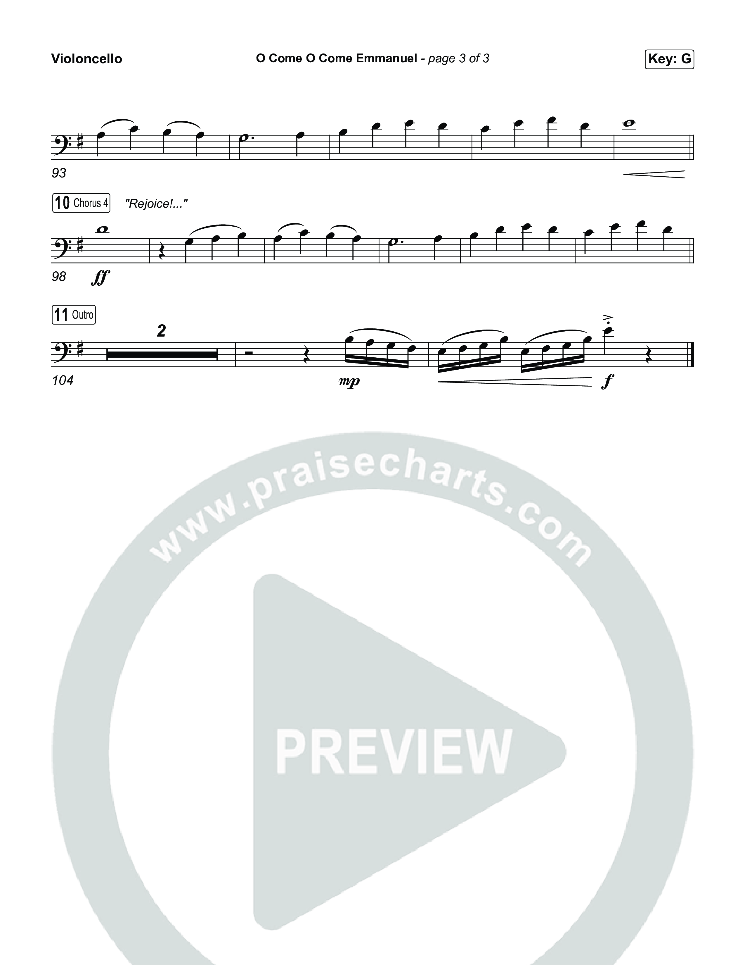 O Come O Come Emmanuel Violincello (Museum Of The Bible / Arr. Jared Haschek)