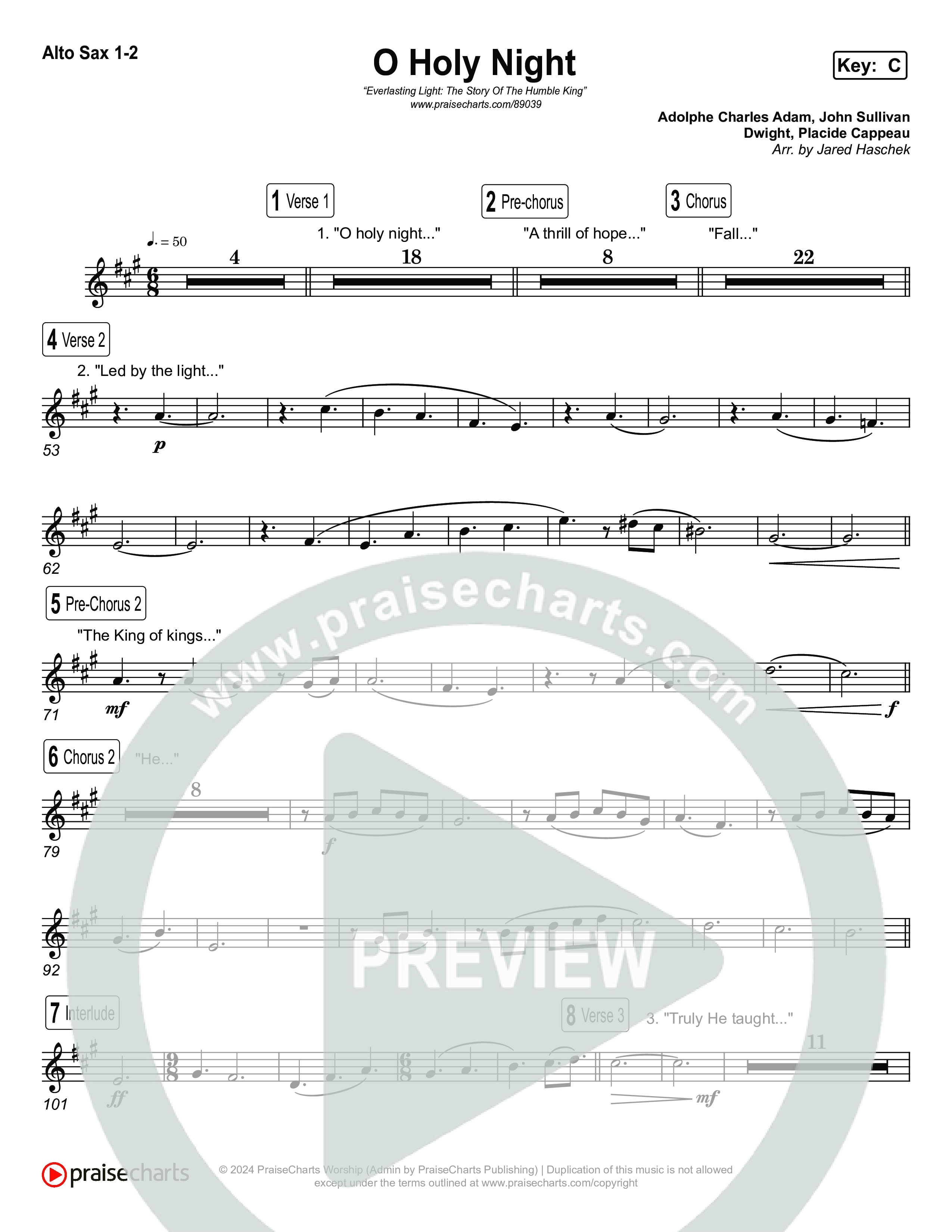O Holy Night Alto Sax 1,2 (Museum Of The Bible / Arr. Jared Haschek)
