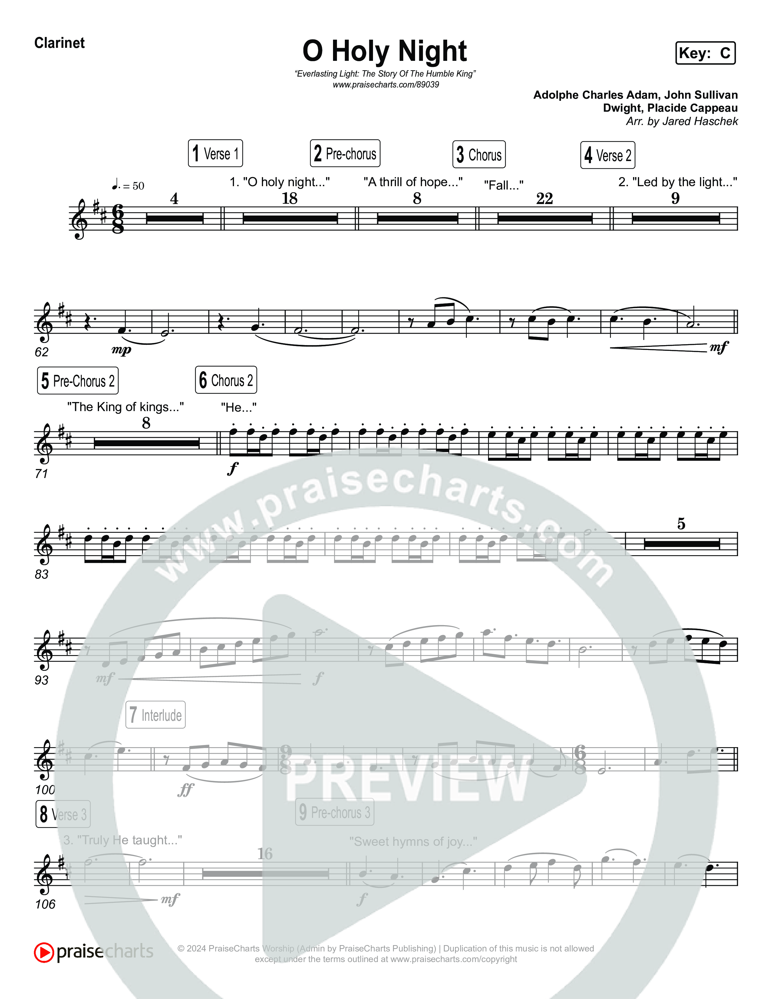 O Holy Night Clarinet 1,2 (Museum Of The Bible / Arr. Jared Haschek)