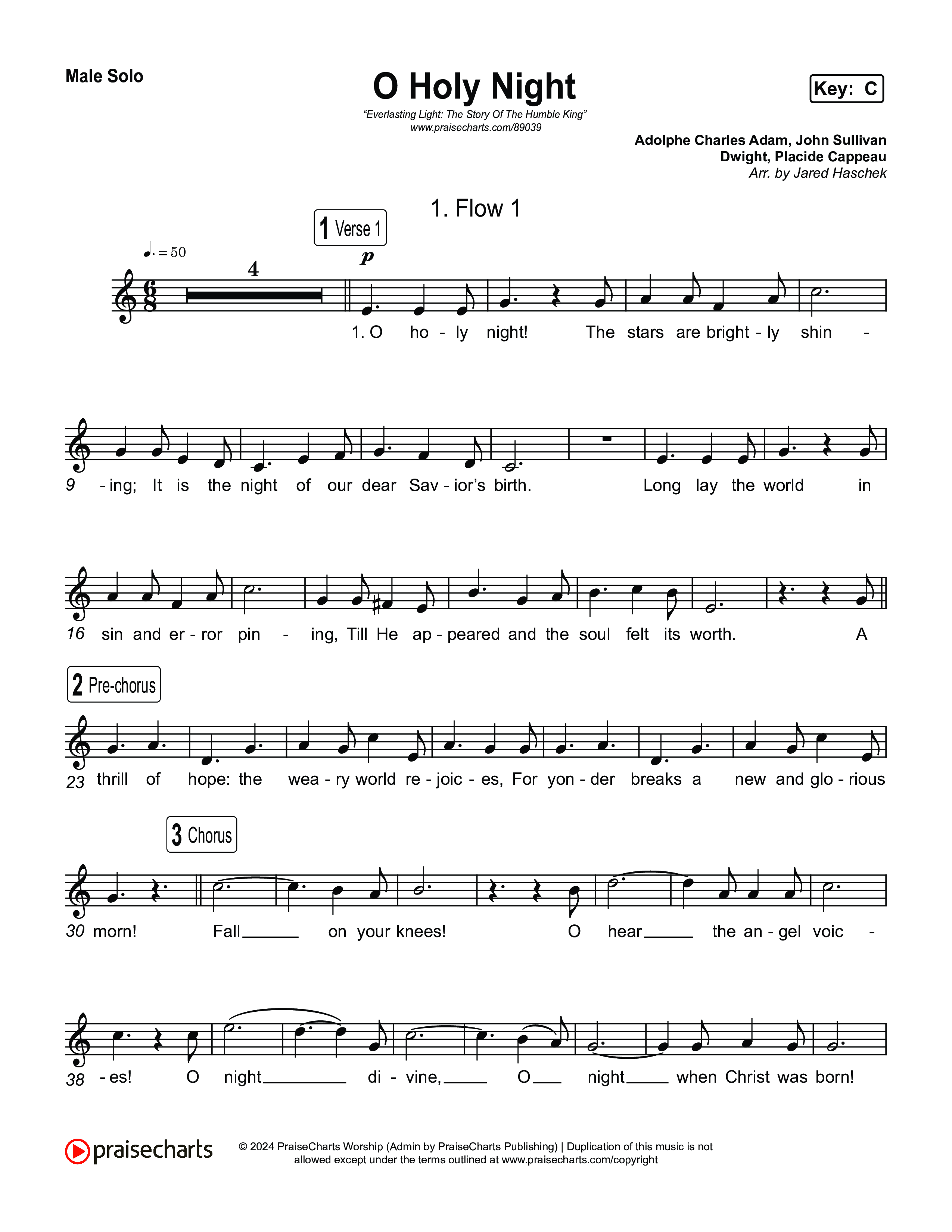 O Holy Night Male Solo (Museum Of The Bible / Arr. Jared Haschek)