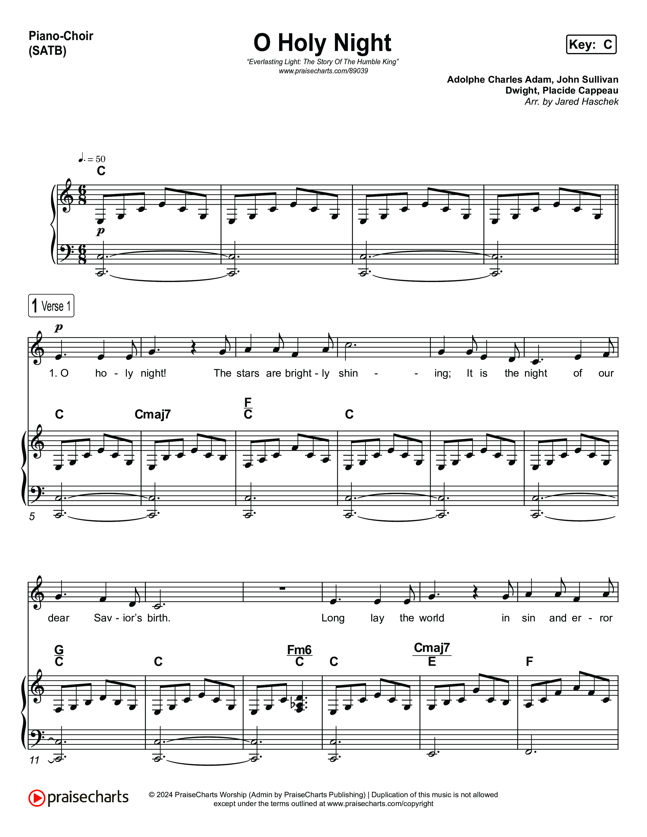 O Holy Night Piano/Vocal Pack (Museum Of The Bible / Arr. Jared Haschek)