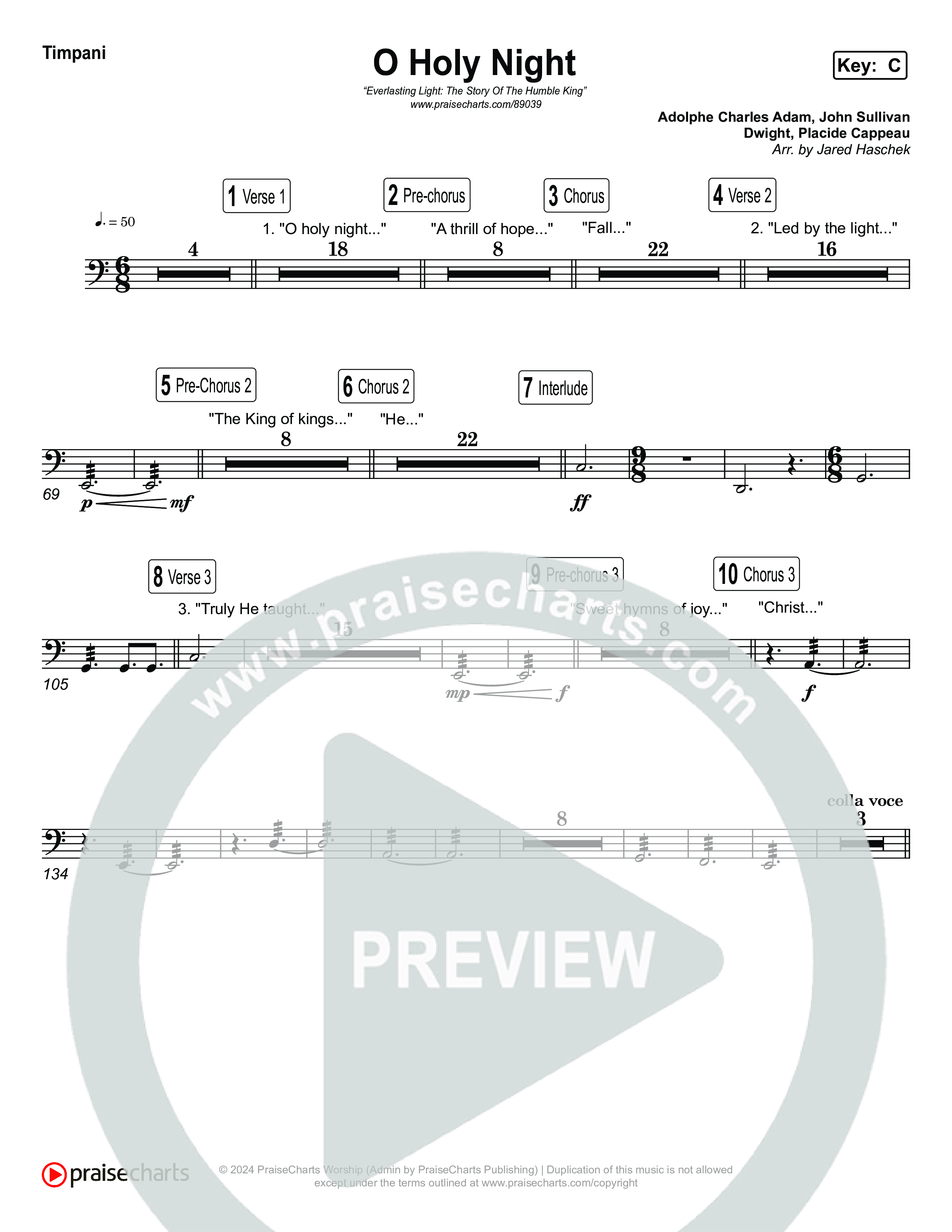 O Holy Night Timpani (Museum Of The Bible / Arr. Jared Haschek)