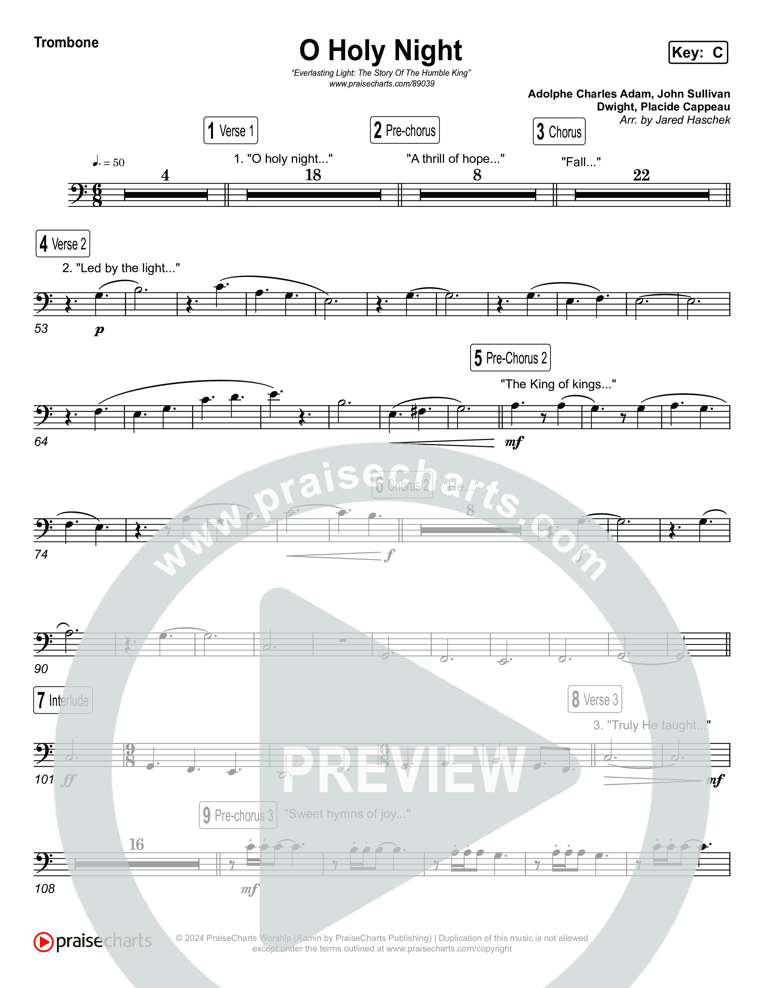 O Holy Night Trombone 1,2 (Museum Of The Bible / Arr. Jared Haschek)