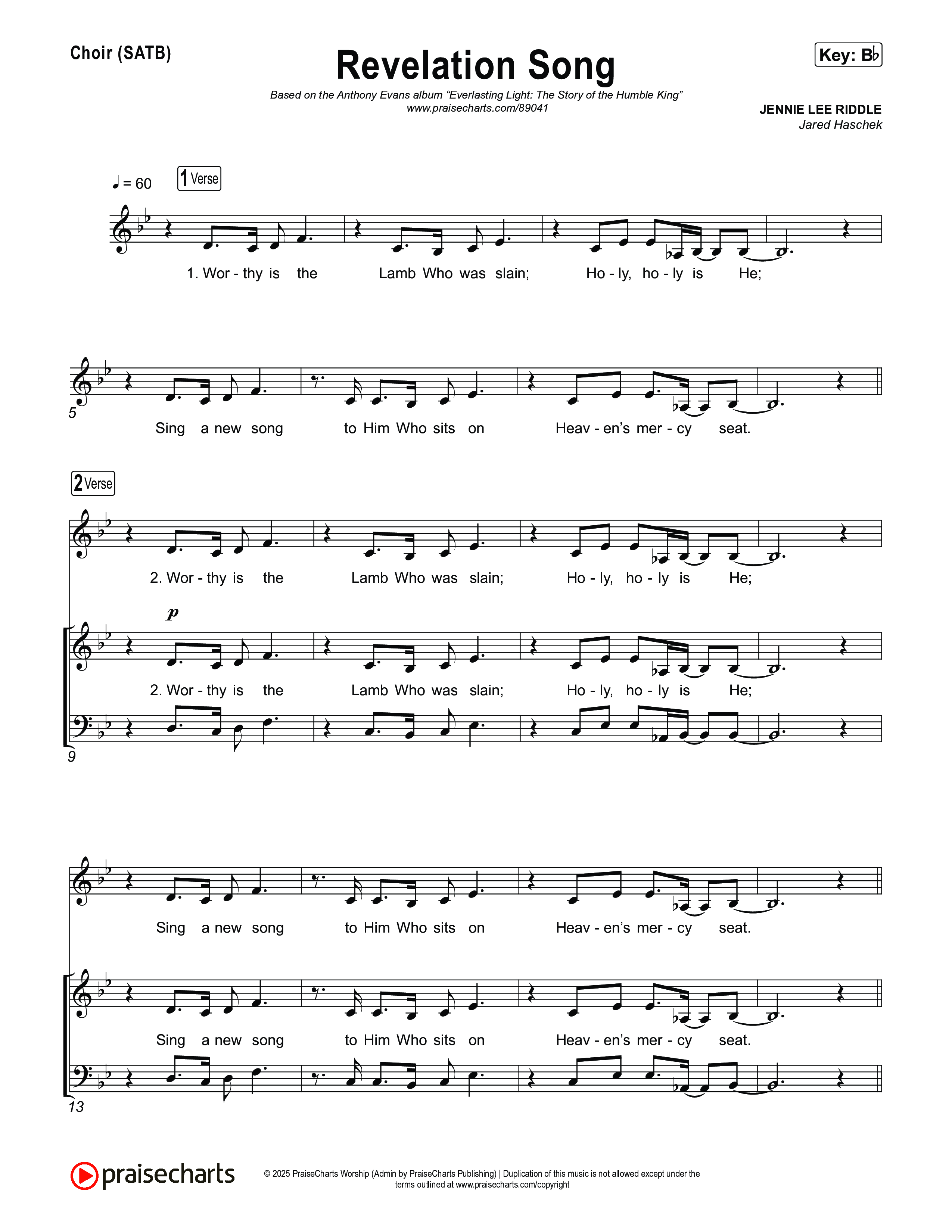 Revelation Song Choir Sheet (SATB) (Arr. Jared Haschek / Museum Of The Bible)