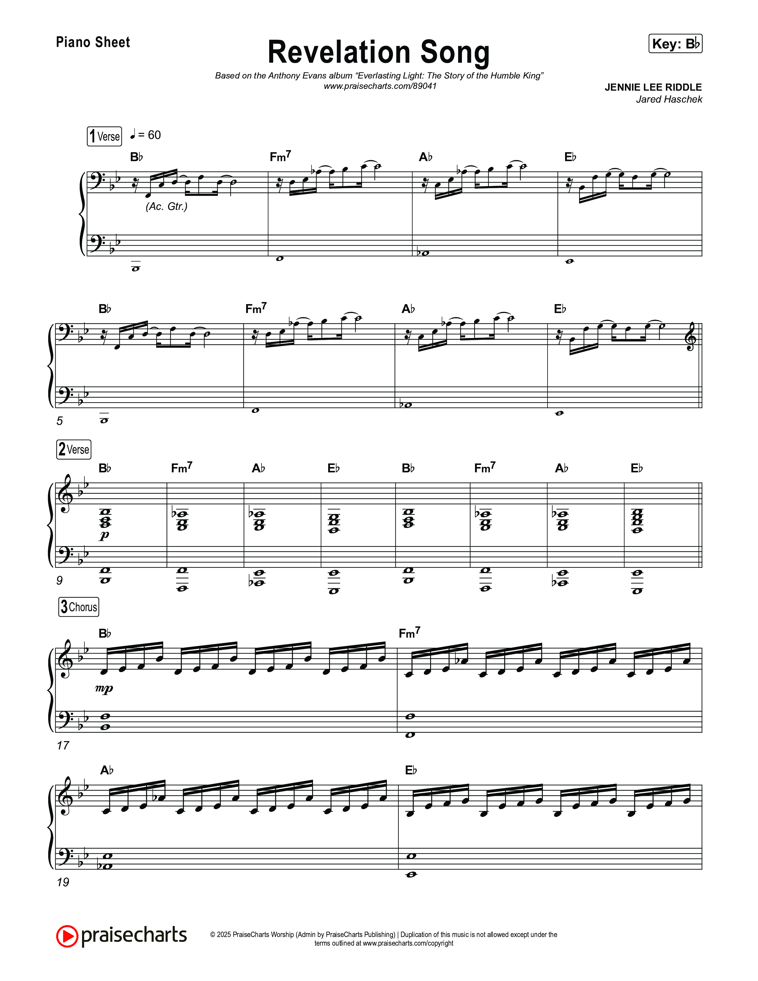 Revelation Song Piano Sheet (Arr. Jared Haschek / Museum Of The Bible)