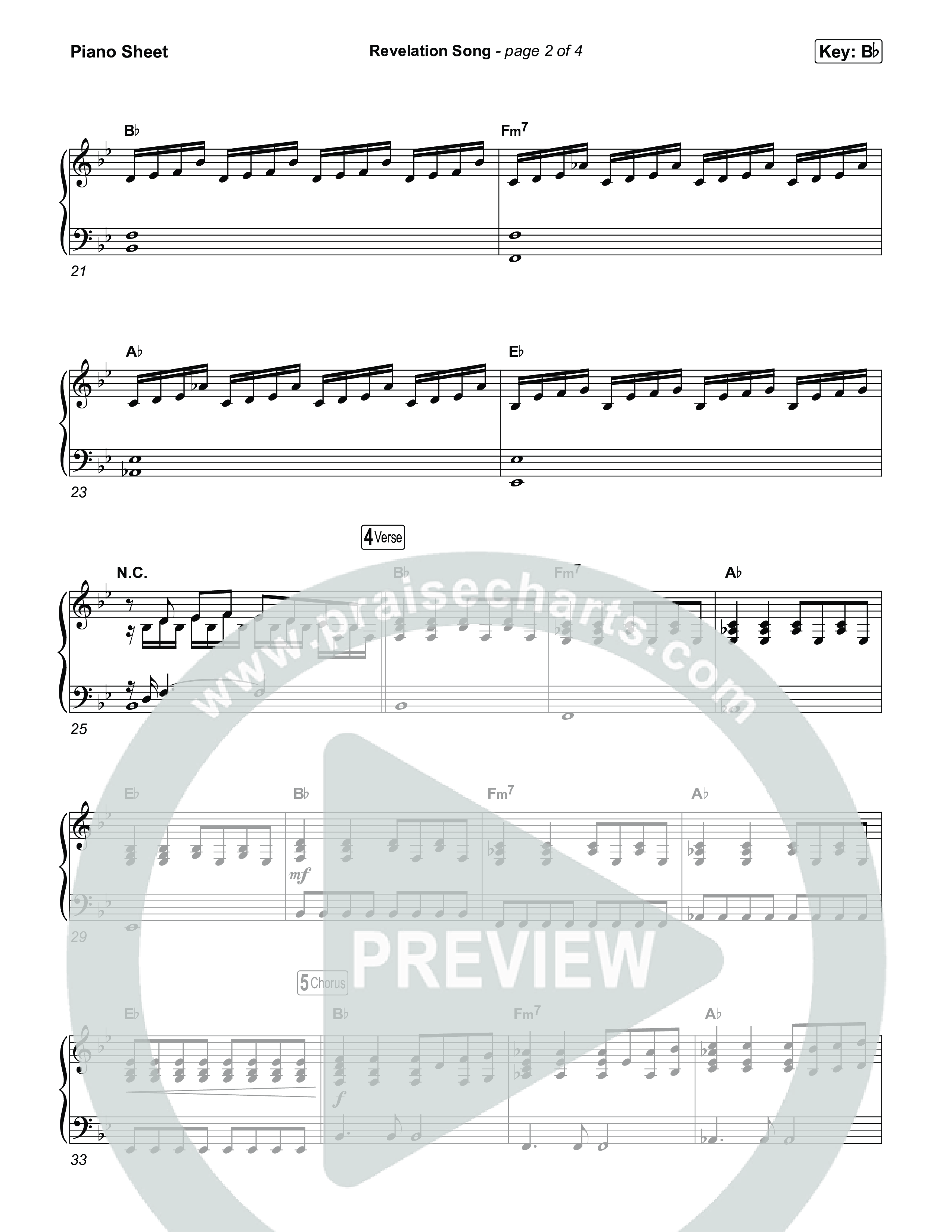 Revelation Song Piano Sheet (Arr. Jared Haschek / Museum Of The Bible)