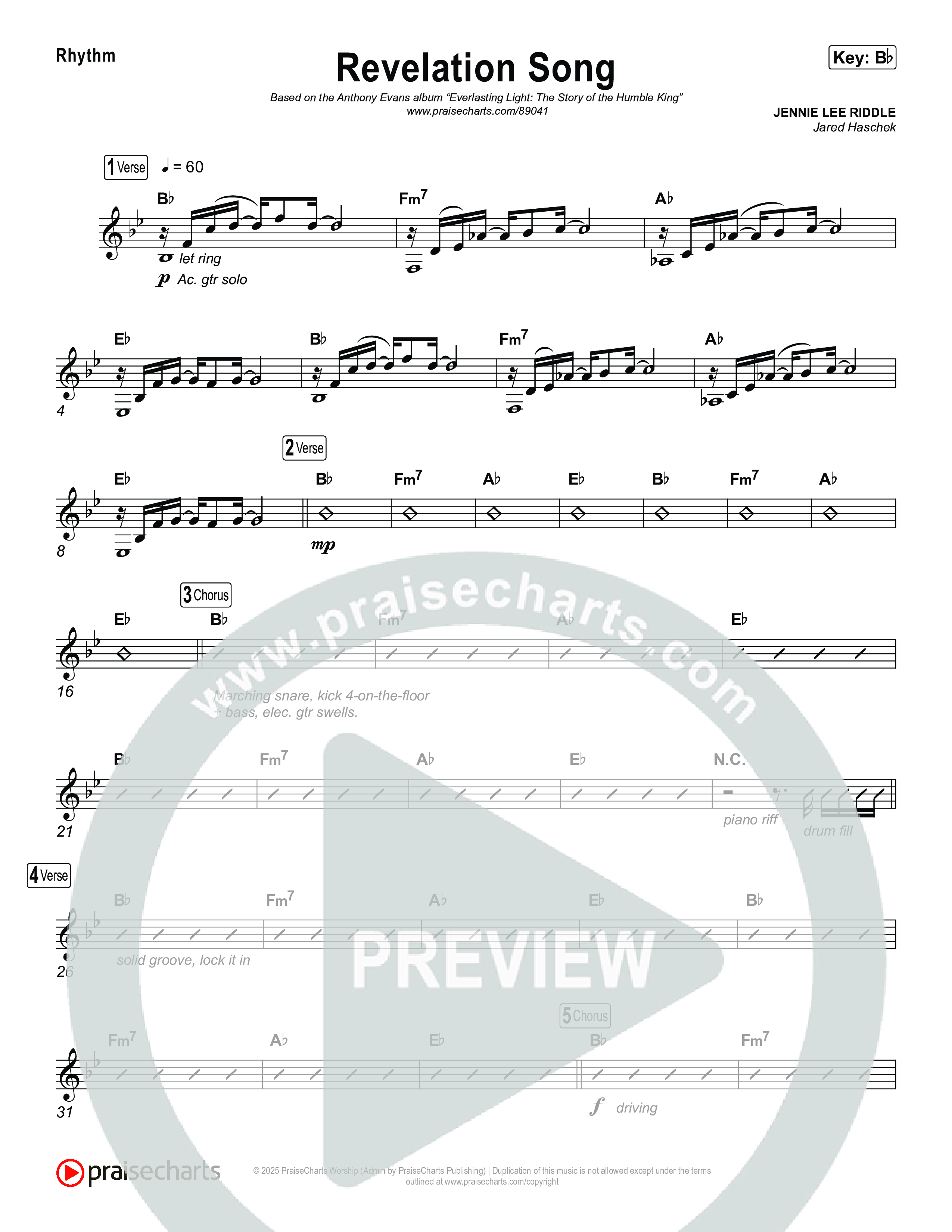 Revelation Song Rhythm Chart (Arr. Jared Haschek / Museum Of The Bible)
