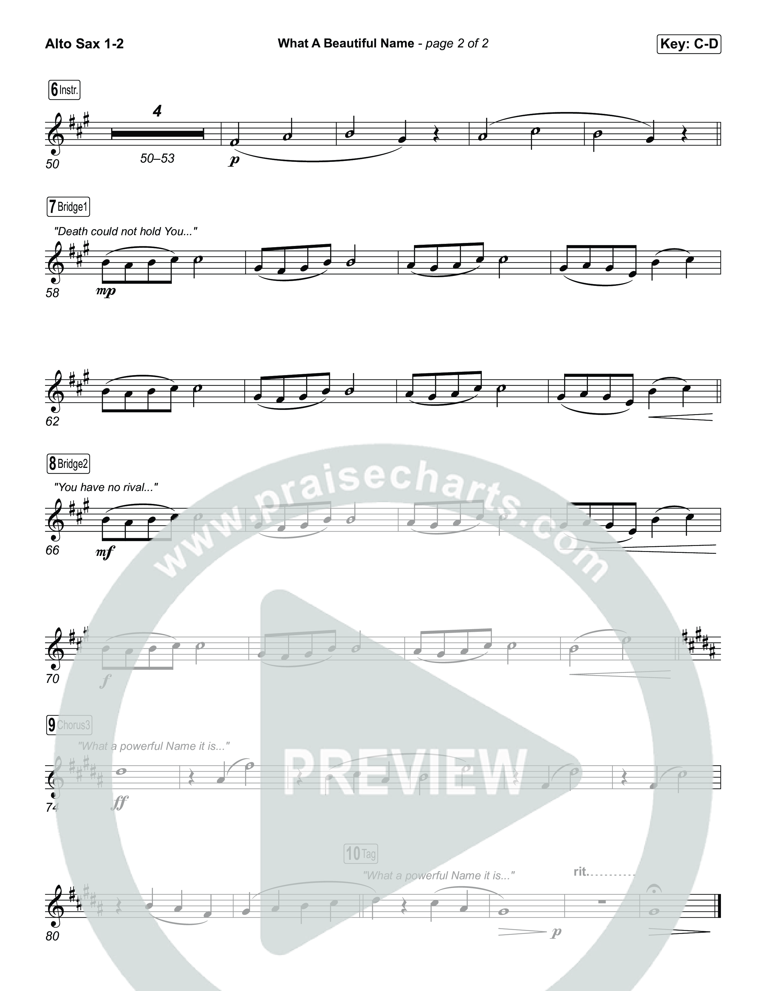 What A Beautiful Name Alto Sax 1,2 (Museum Of The Bible / Arr. Jared Haschek)