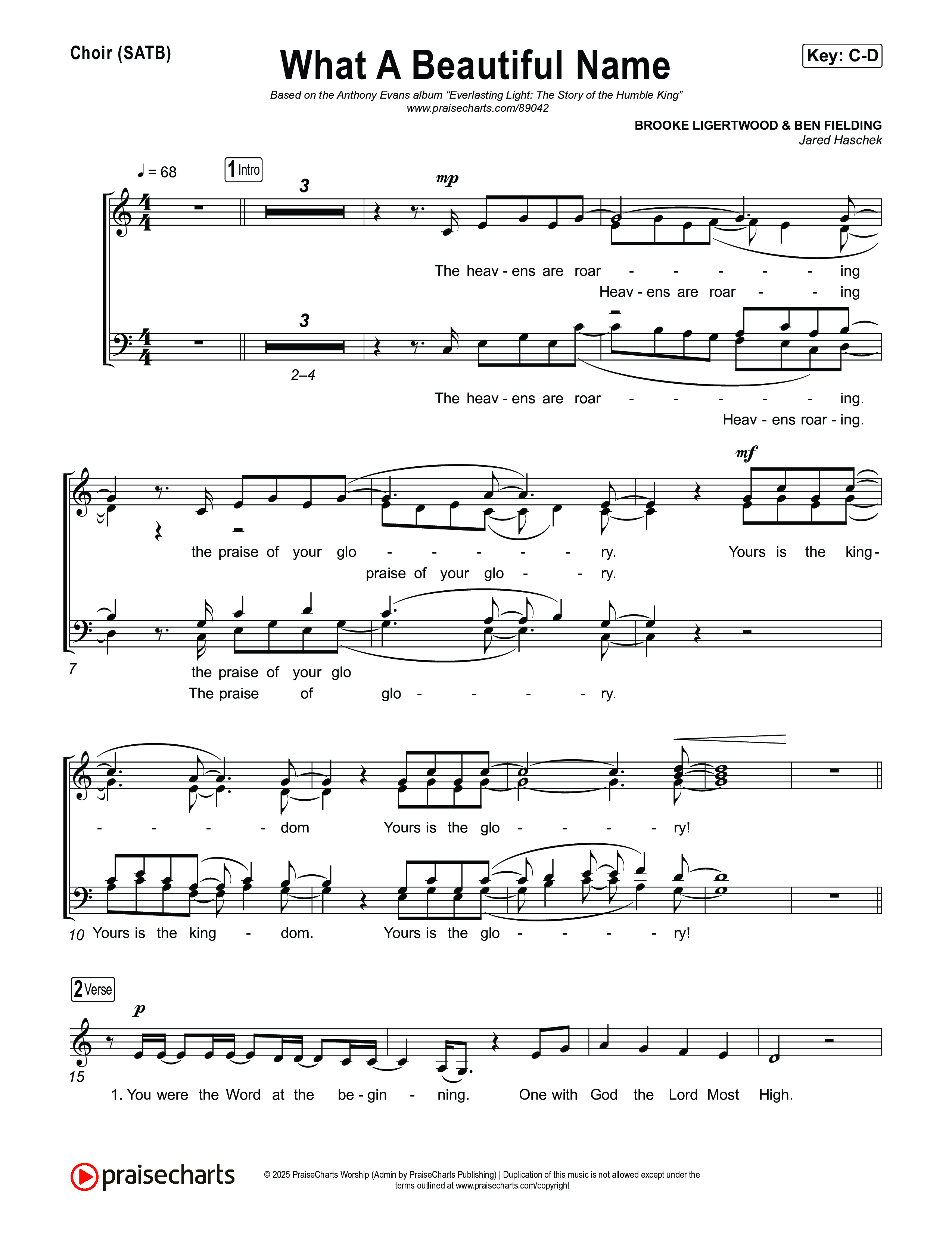 What A Beautiful Name Choir Sheet (SATB) (Museum Of The Bible / Arr. Jared Haschek)