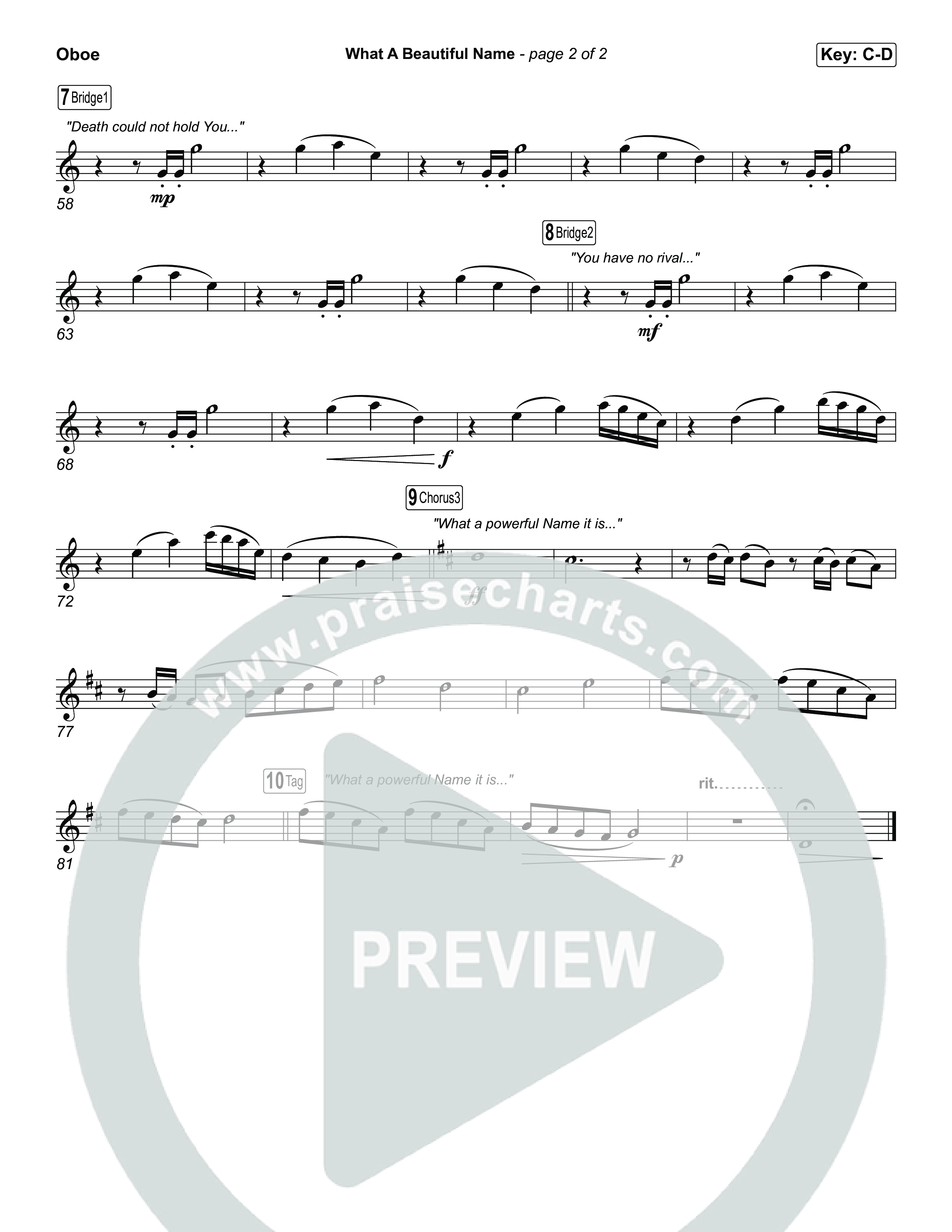 What A Beautiful Name Oboe (Museum Of The Bible / Arr. Jared Haschek)