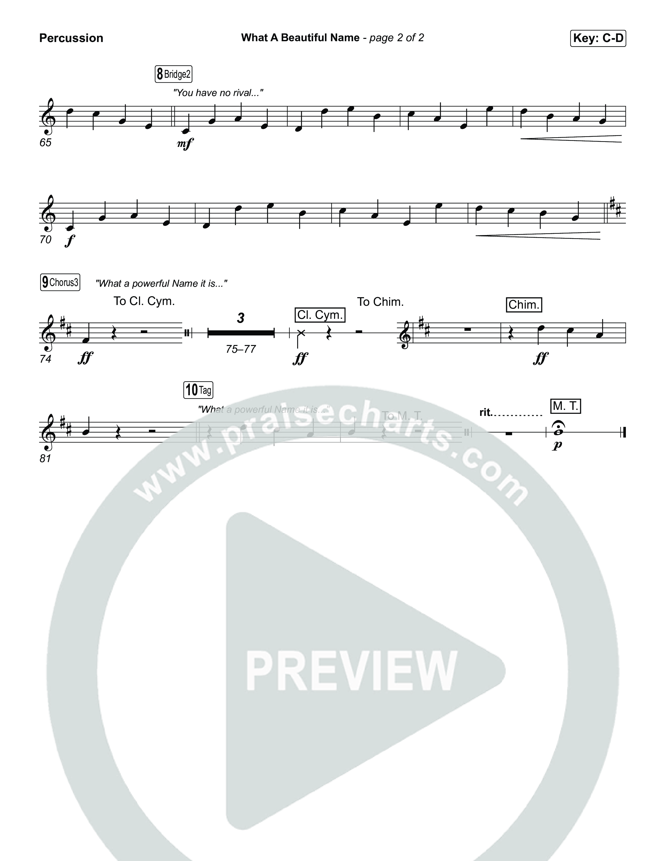 What A Beautiful Name Percussion (Museum Of The Bible / Arr. Jared Haschek)