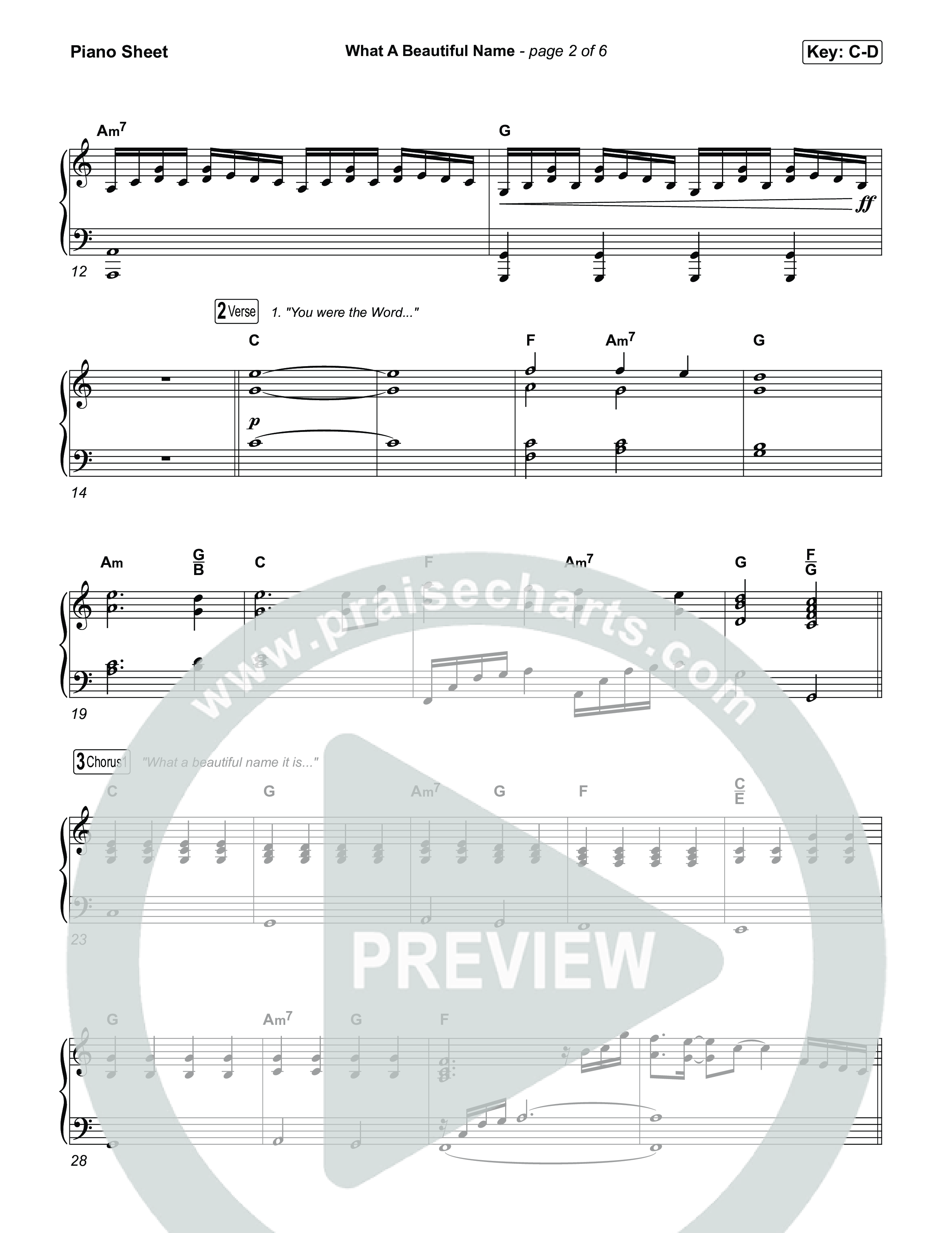 What A Beautiful Name Piano Sheet (Museum Of The Bible / Arr. Jared Haschek)