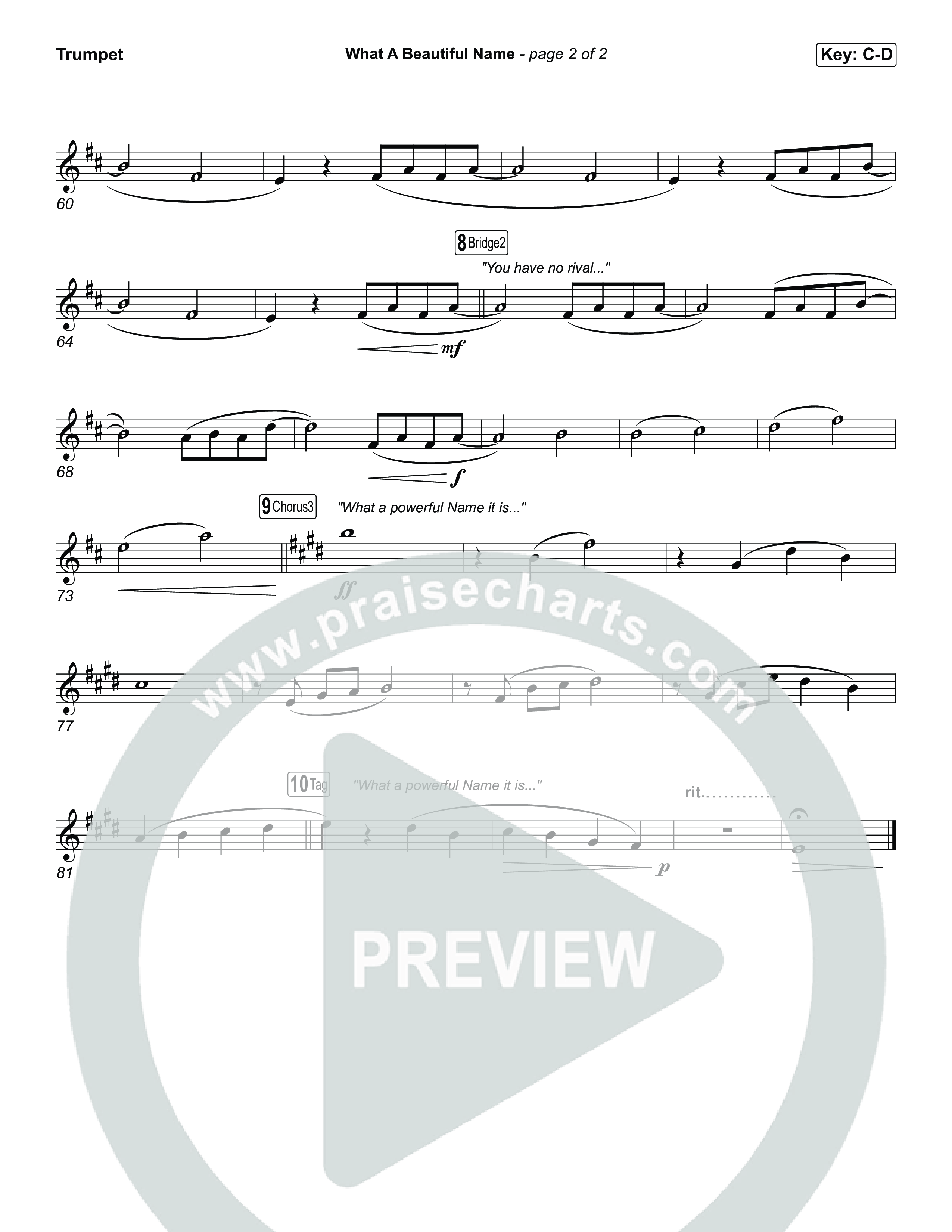 What A Beautiful Name Trumpet 1,2 (Museum Of The Bible / Arr. Jared Haschek)