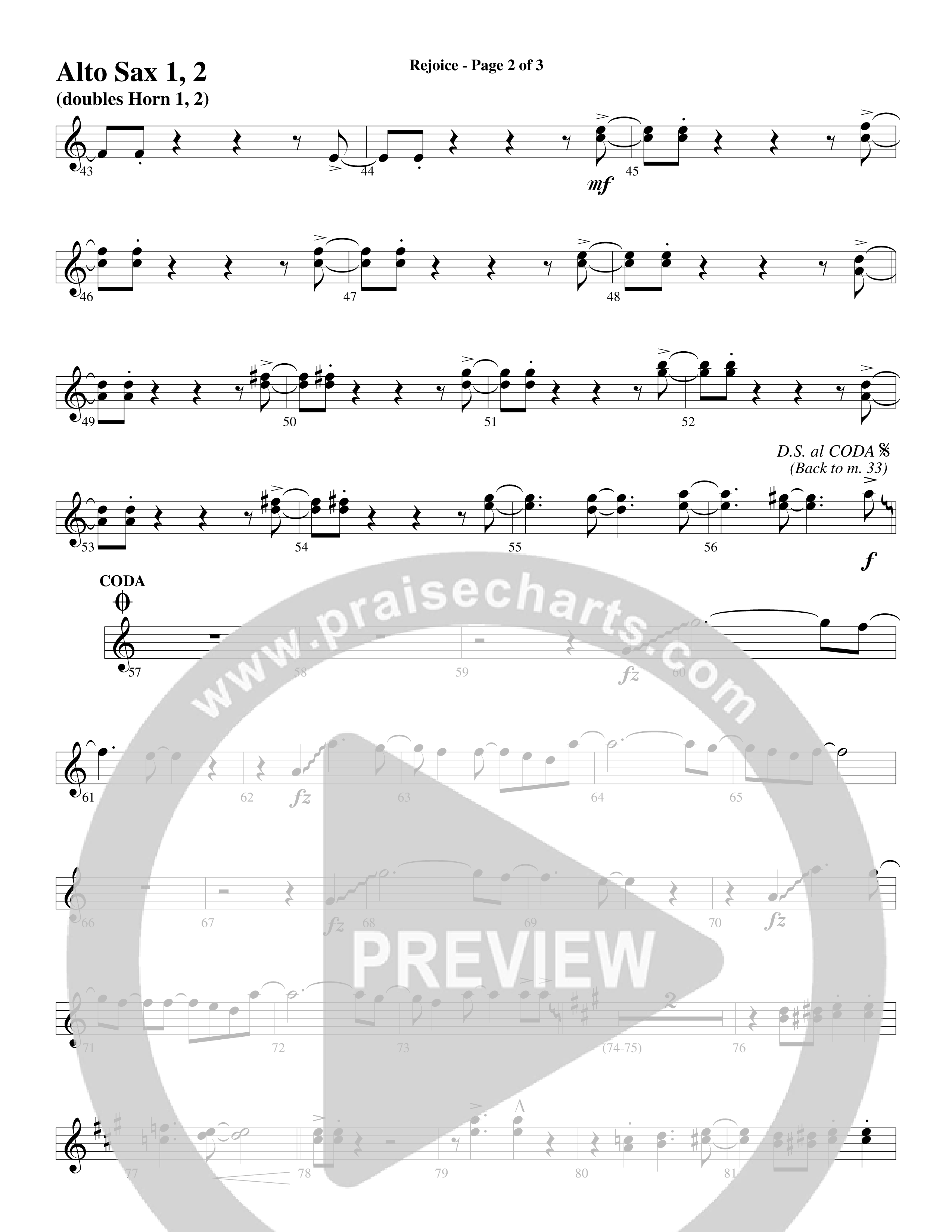 Rejoice (Choral Anthem SATB) Alto Sax 1/2 (Word Music Choral / Arr. Lari Goss)
