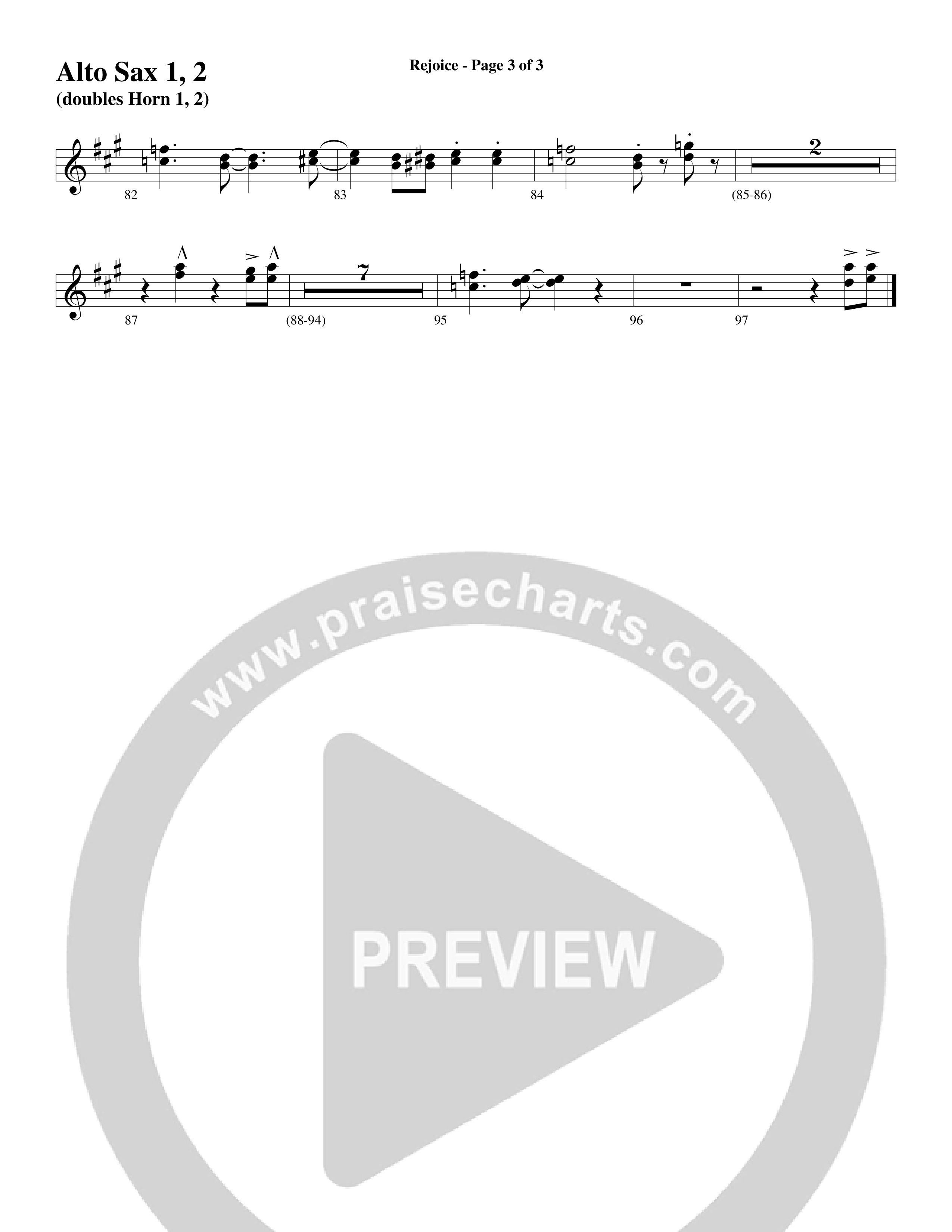 Rejoice (Choral Anthem SATB) Alto Sax 1/2 (Word Music Choral / Arr. Lari Goss)
