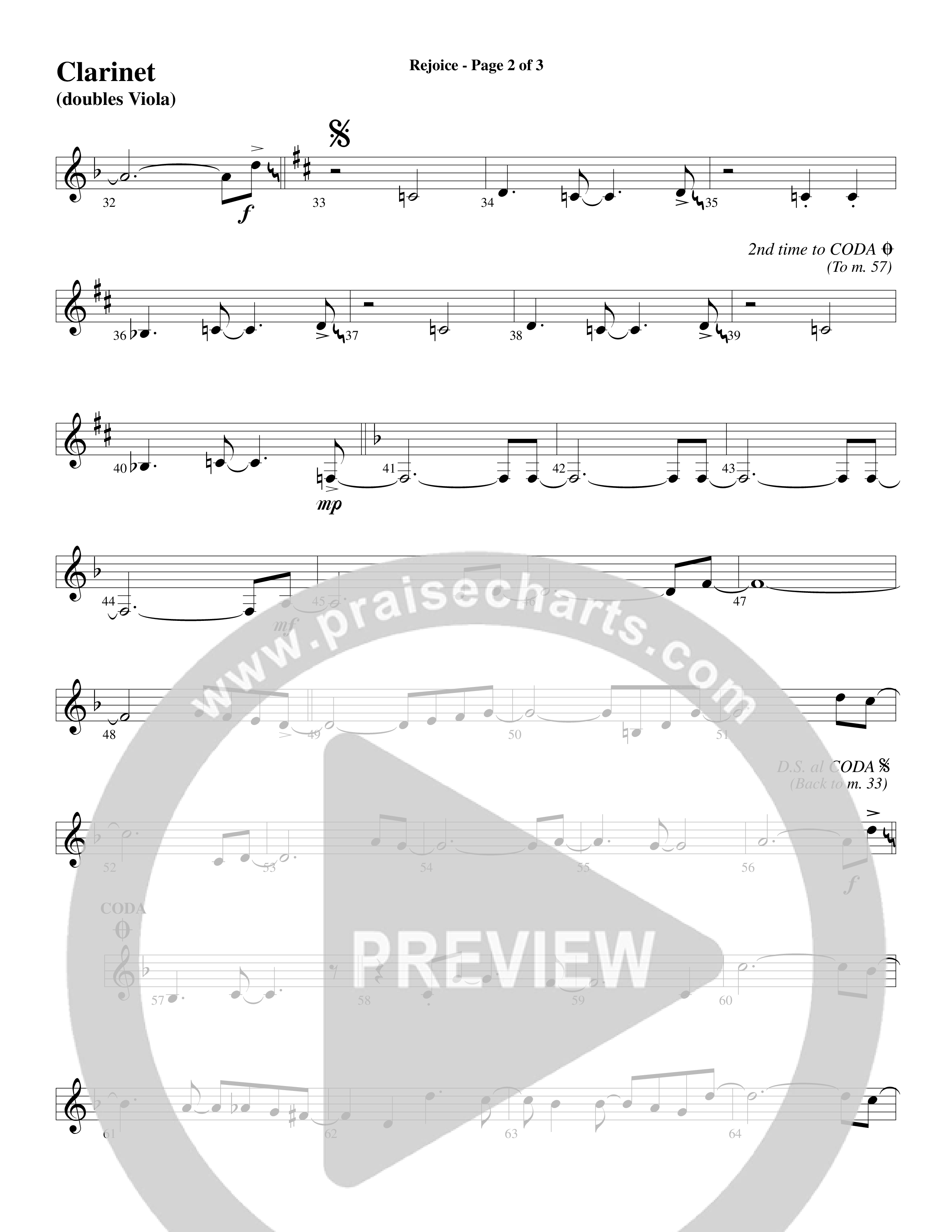 Rejoice (Choral Anthem SATB) Clarinet (Word Music Choral / Arr. Lari Goss)