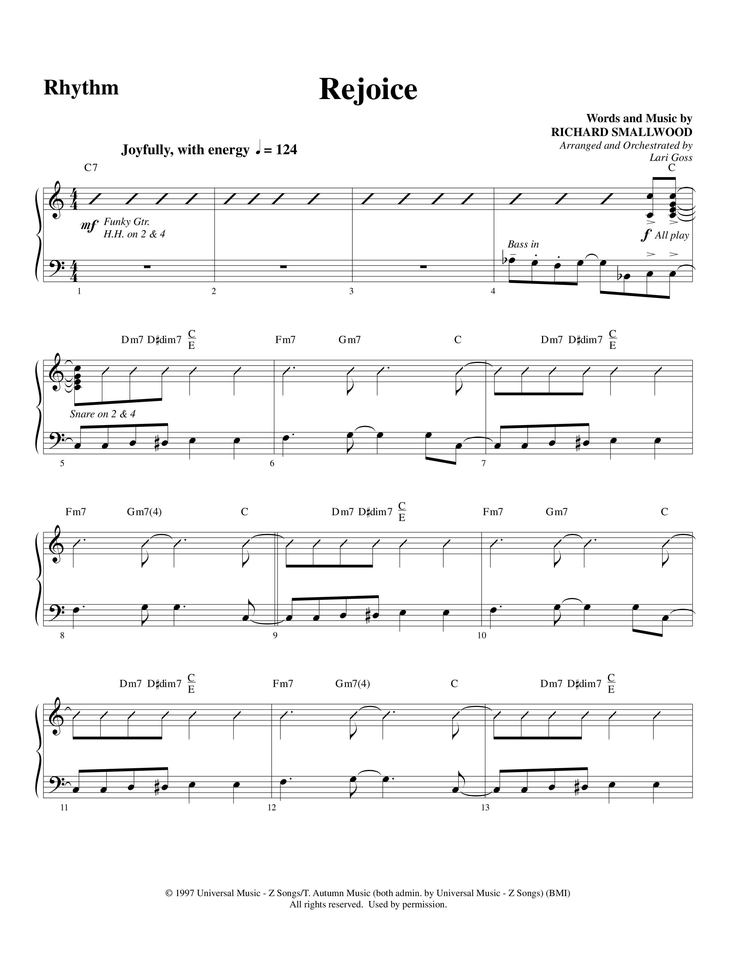 Rejoice (Choral Anthem SATB) Rhythm Chart (Word Music Choral / Arr. Lari Goss)